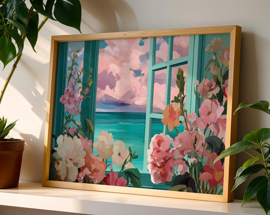 Dopamine Decor | Colourful Floral Ocean Abstract Art