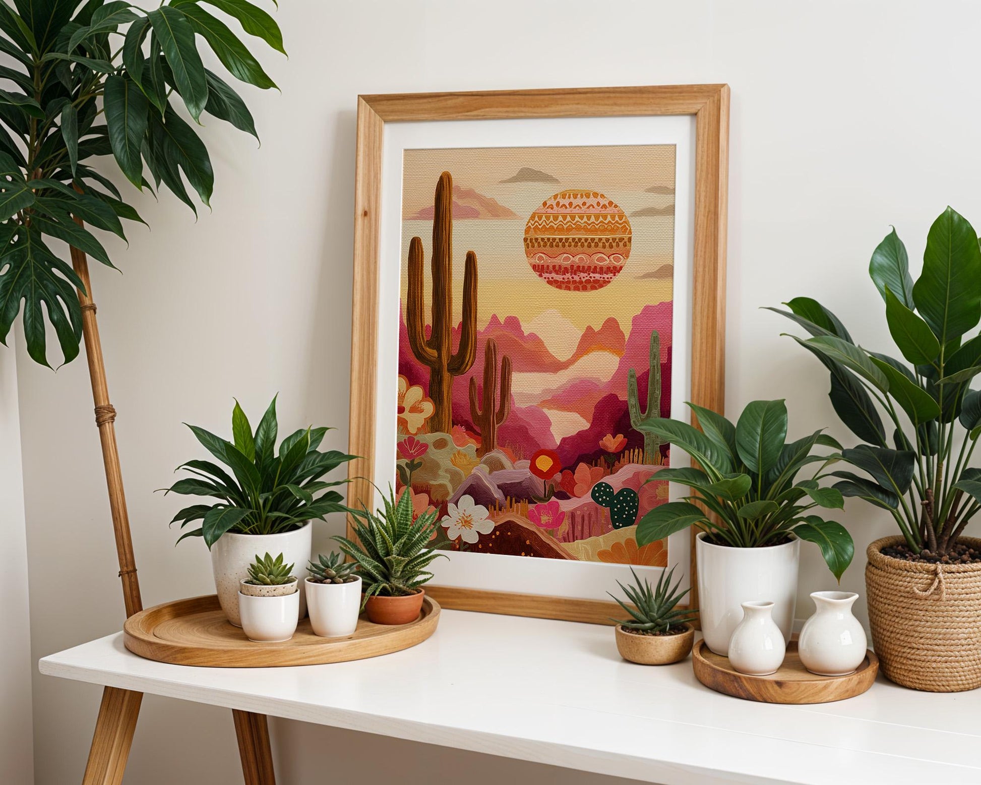 Maximalist Desert Wall Art | Abstract Retro Cactus Print