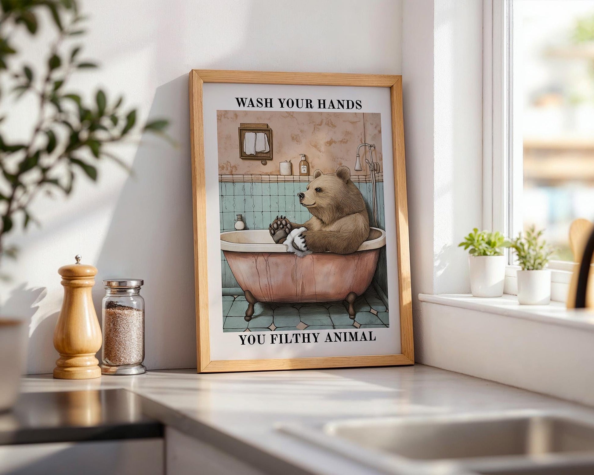 Bathroom Wall Art | Funny Bear Bathroom Decor