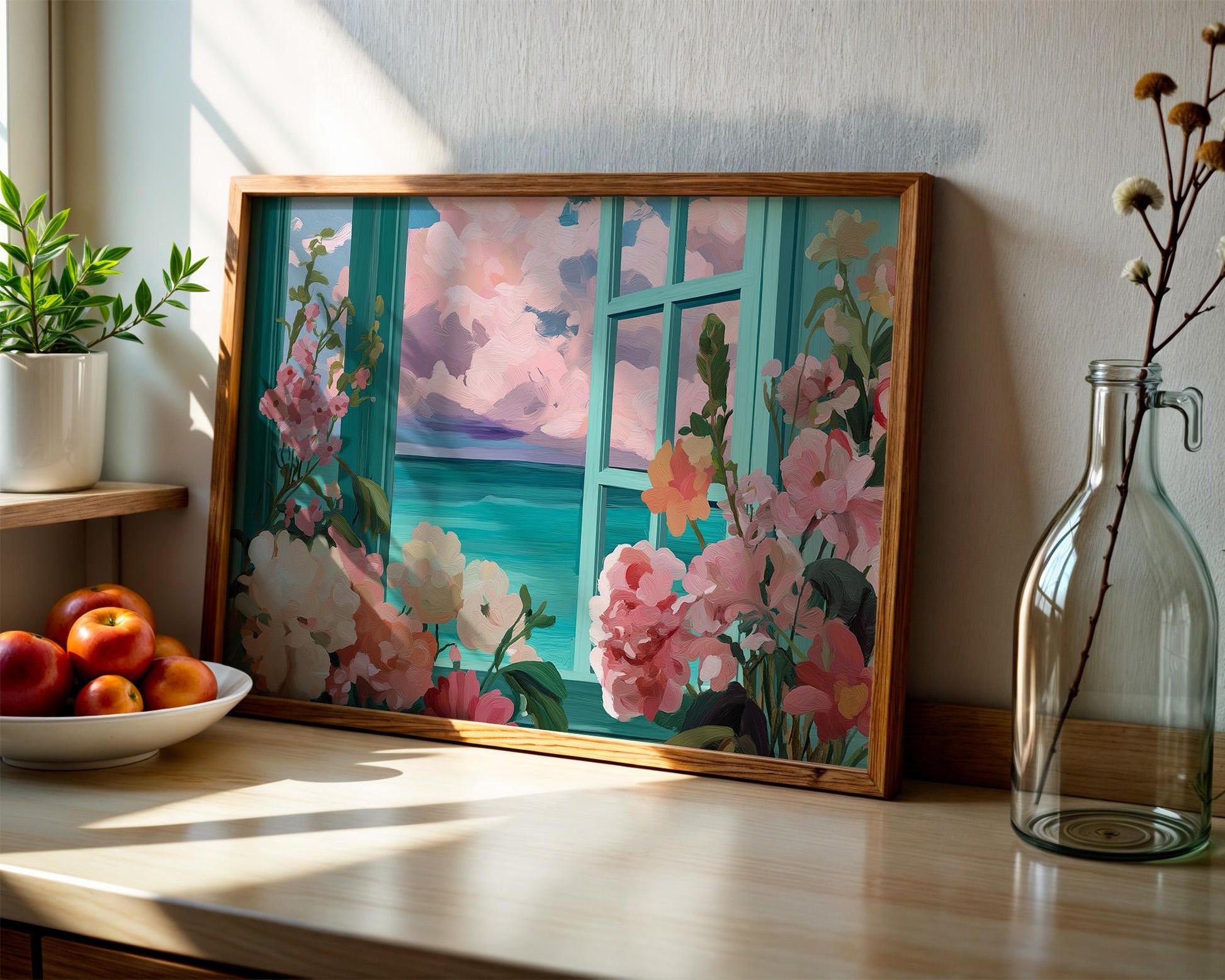 Dopamine Decor | Colourful Floral Ocean Abstract Art