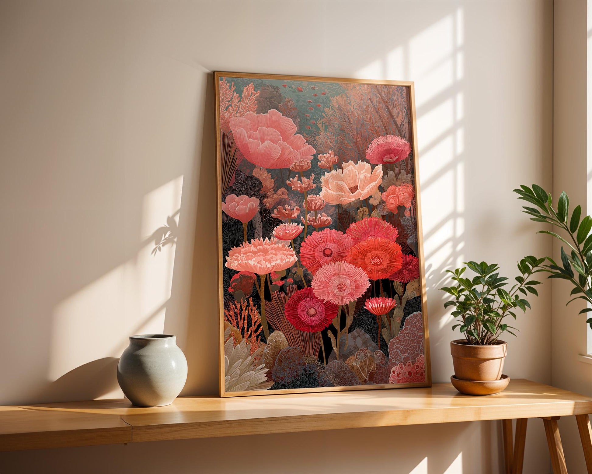 Maximalist Coral Reef Wall Art | Vibrant Abstract Floral Print
