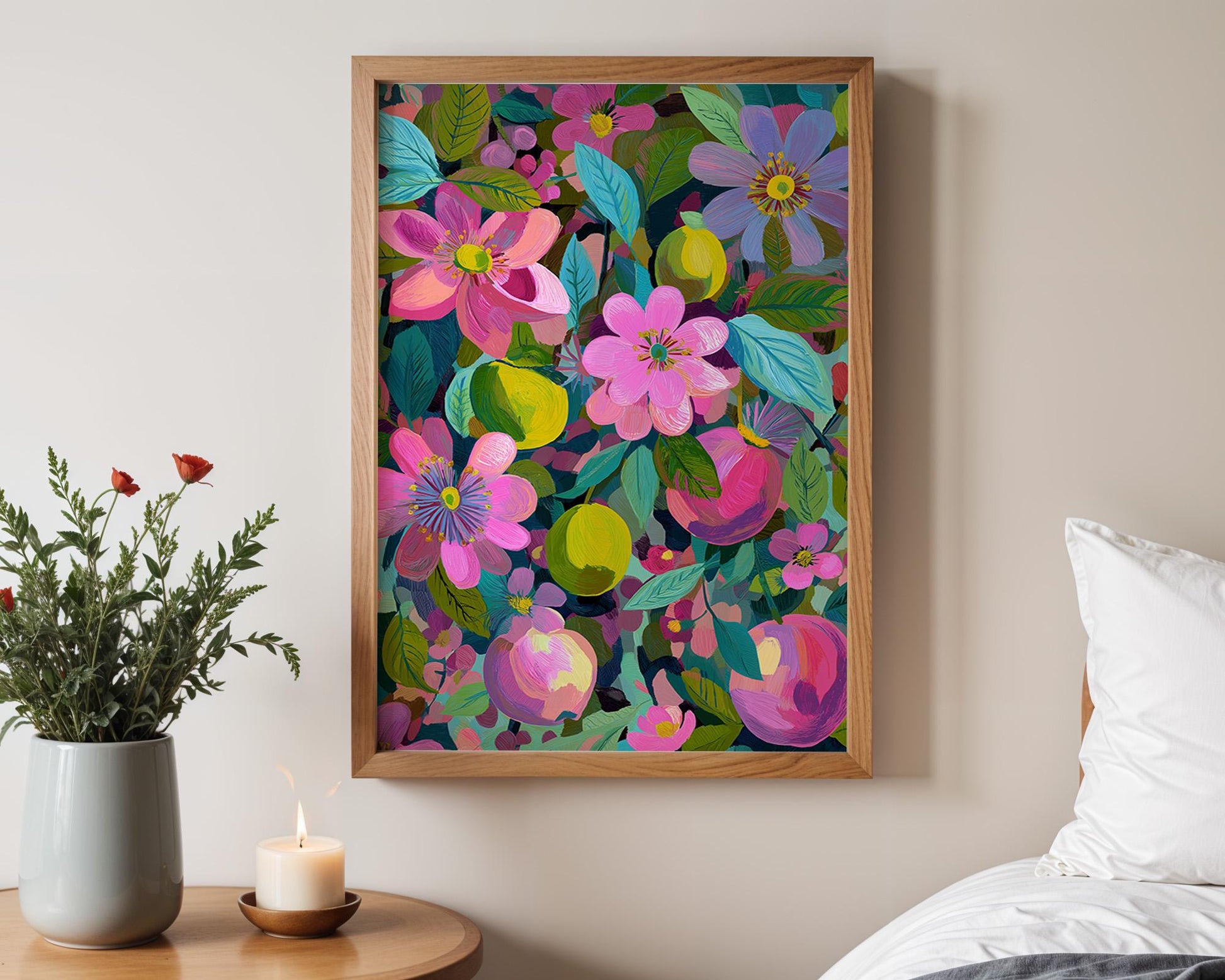 Maximalist Abstract Wall Art | Retro Floral Print