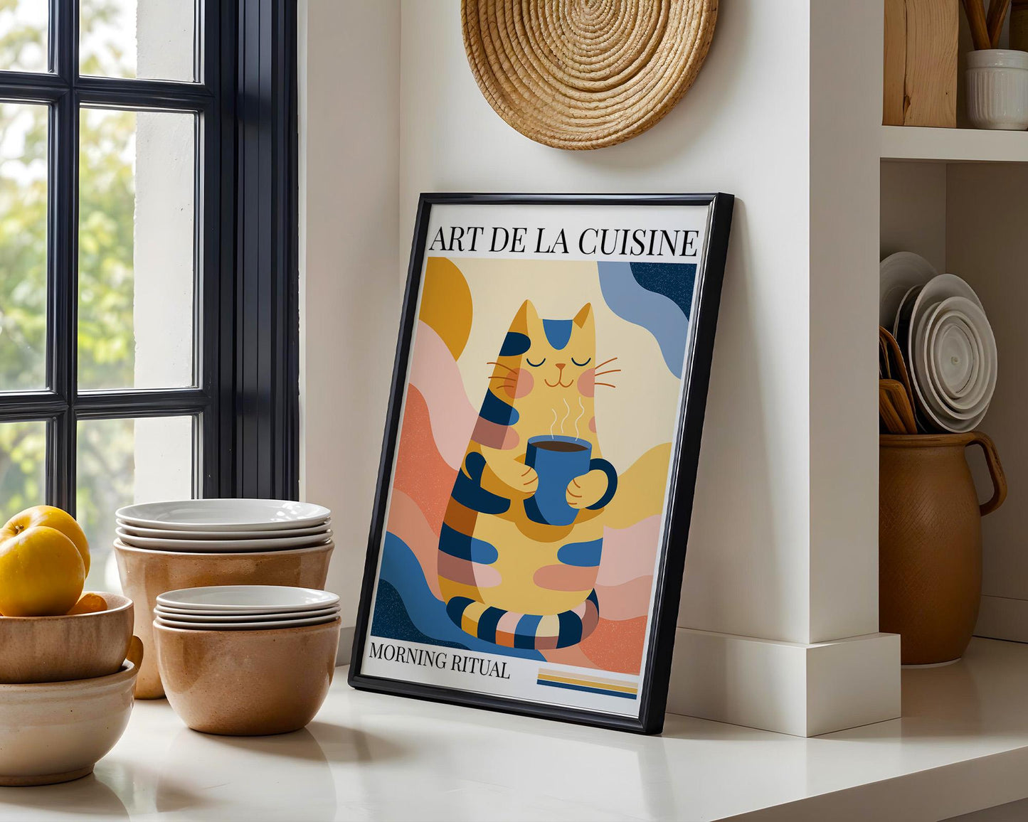 Kitchen Wall Art | Playful Cat Coffee Poster Decor