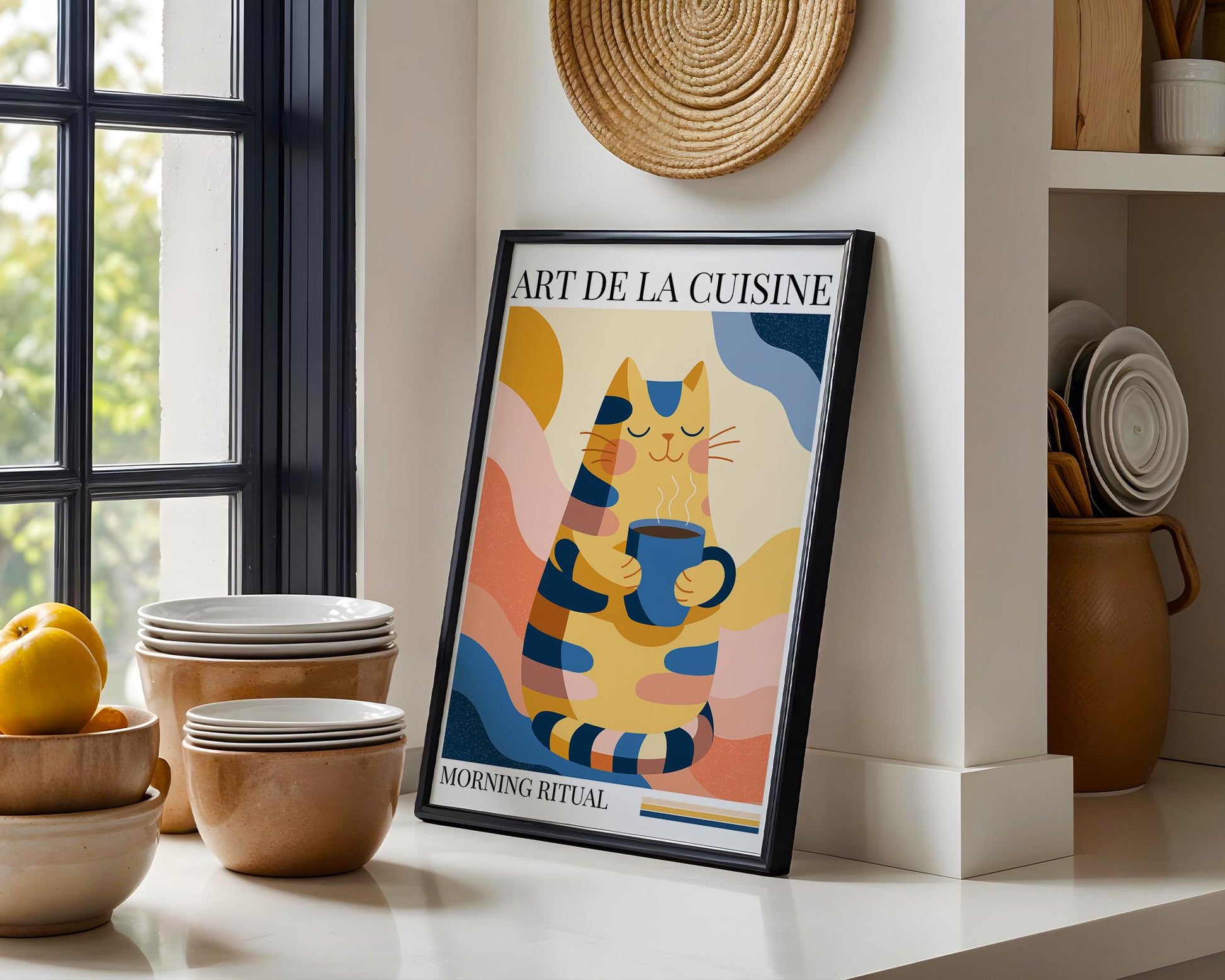 Kitchen Wall Art | Playful Cat Coffee Poster Decor