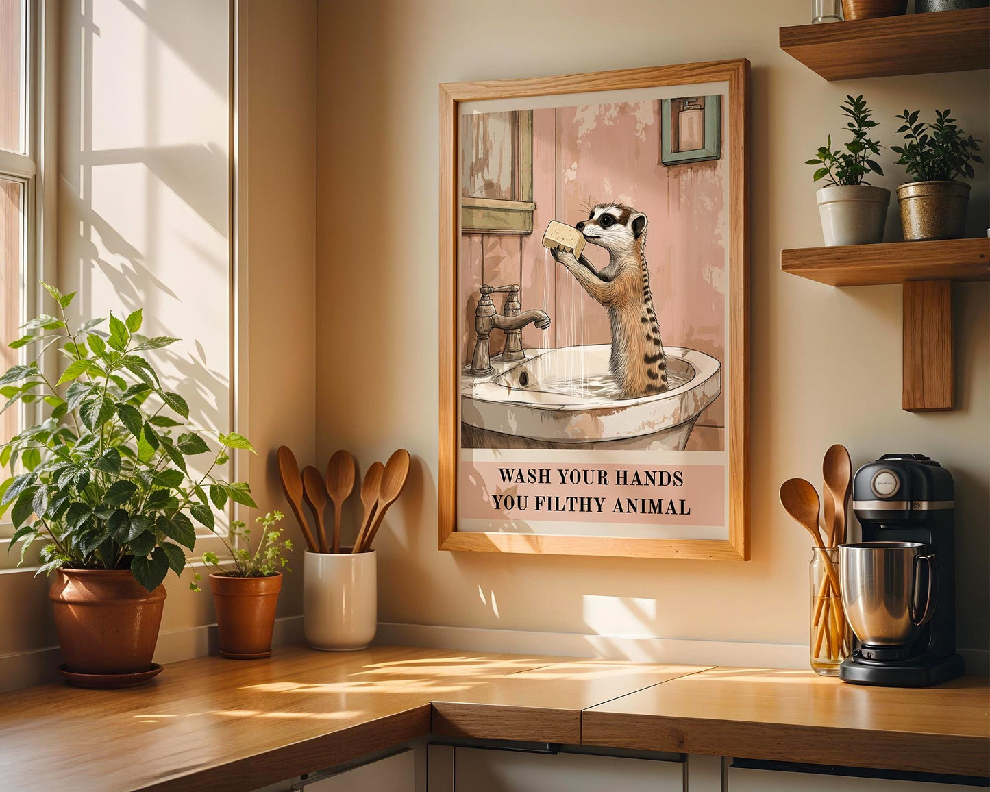 Bathroom Wall Art | Funny Meerkat Poster