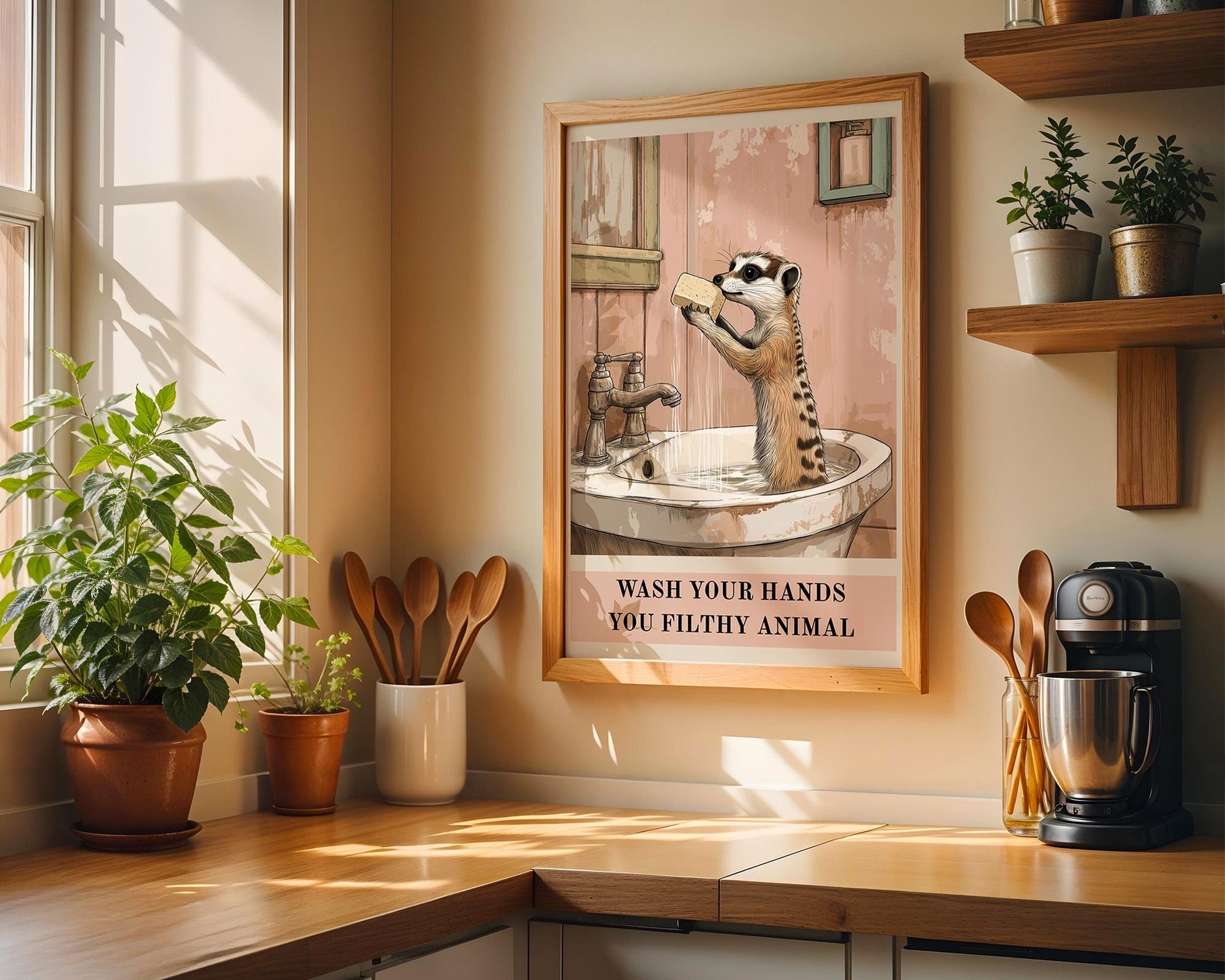 Bathroom Wall Art | Funny Meerkat Poster