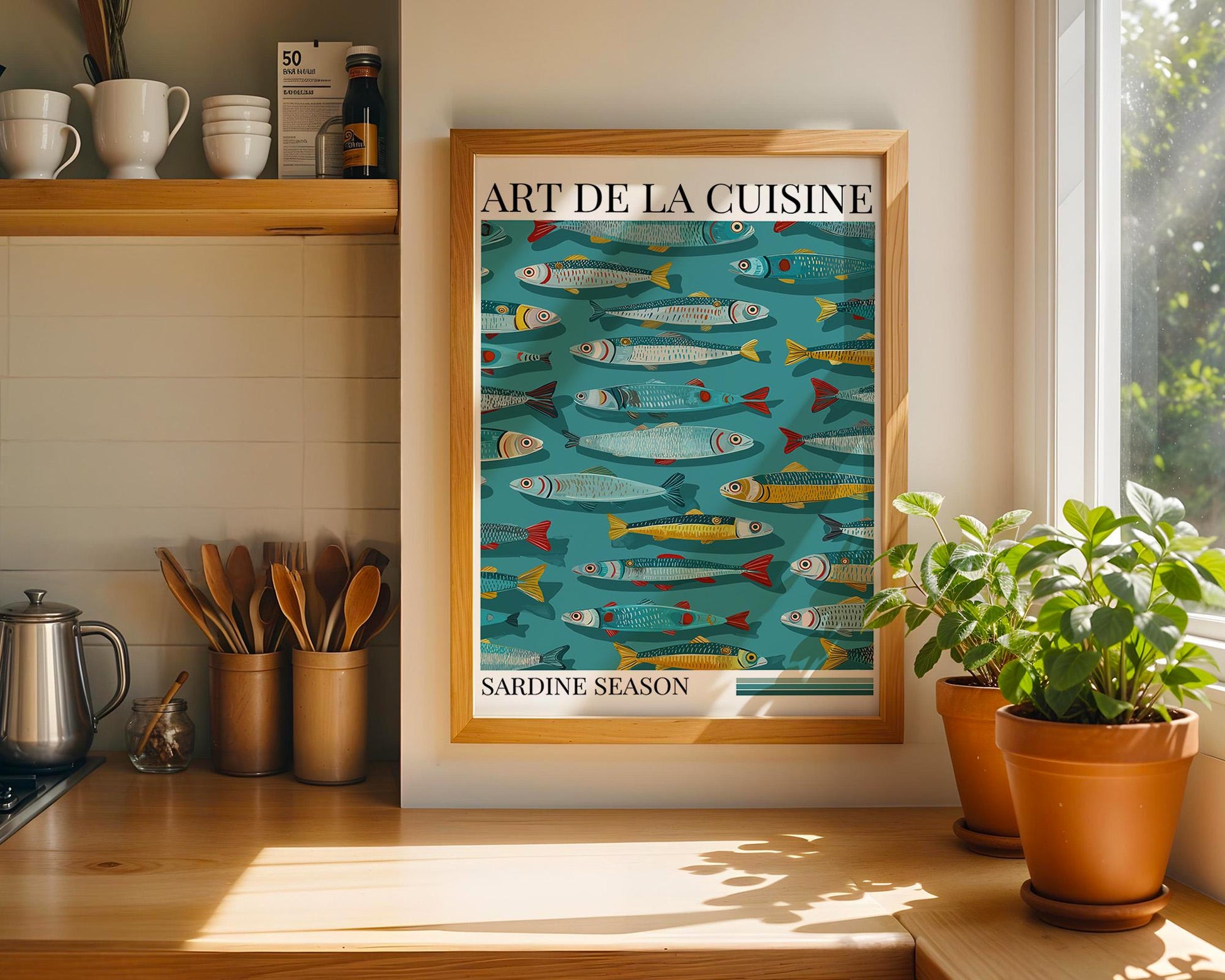 Kitchen Wall Art | Colorful Sardine Fish Print