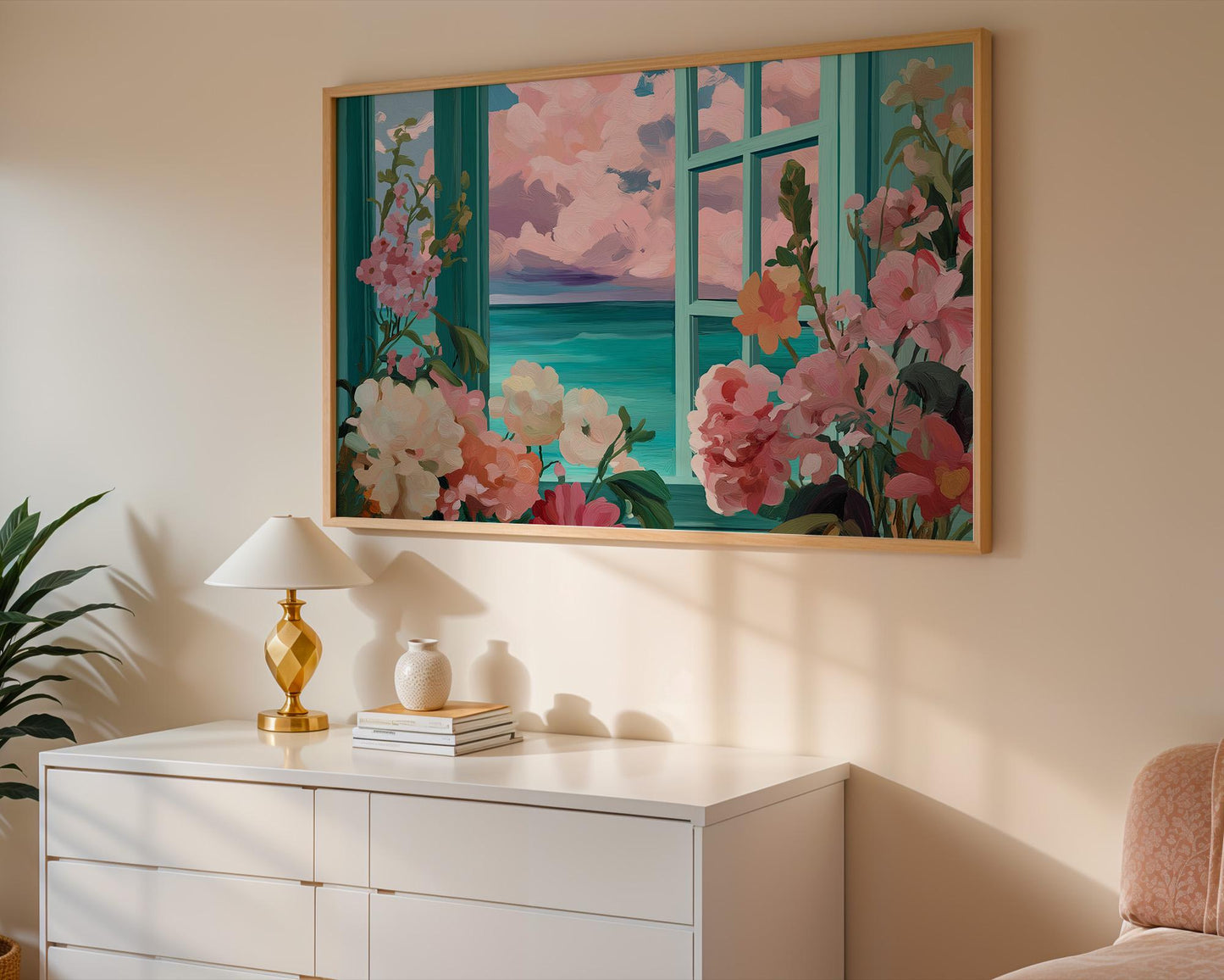Dopamine Decor | Colourful Floral Ocean Abstract Art