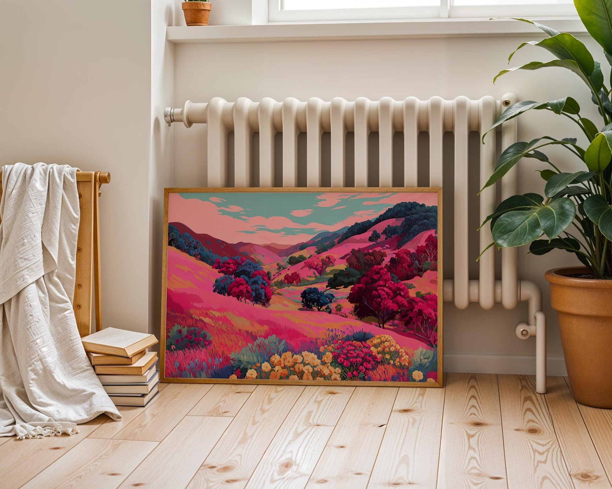 Dopamine Decor | Pink Floral Abstract Boho Botanical Print