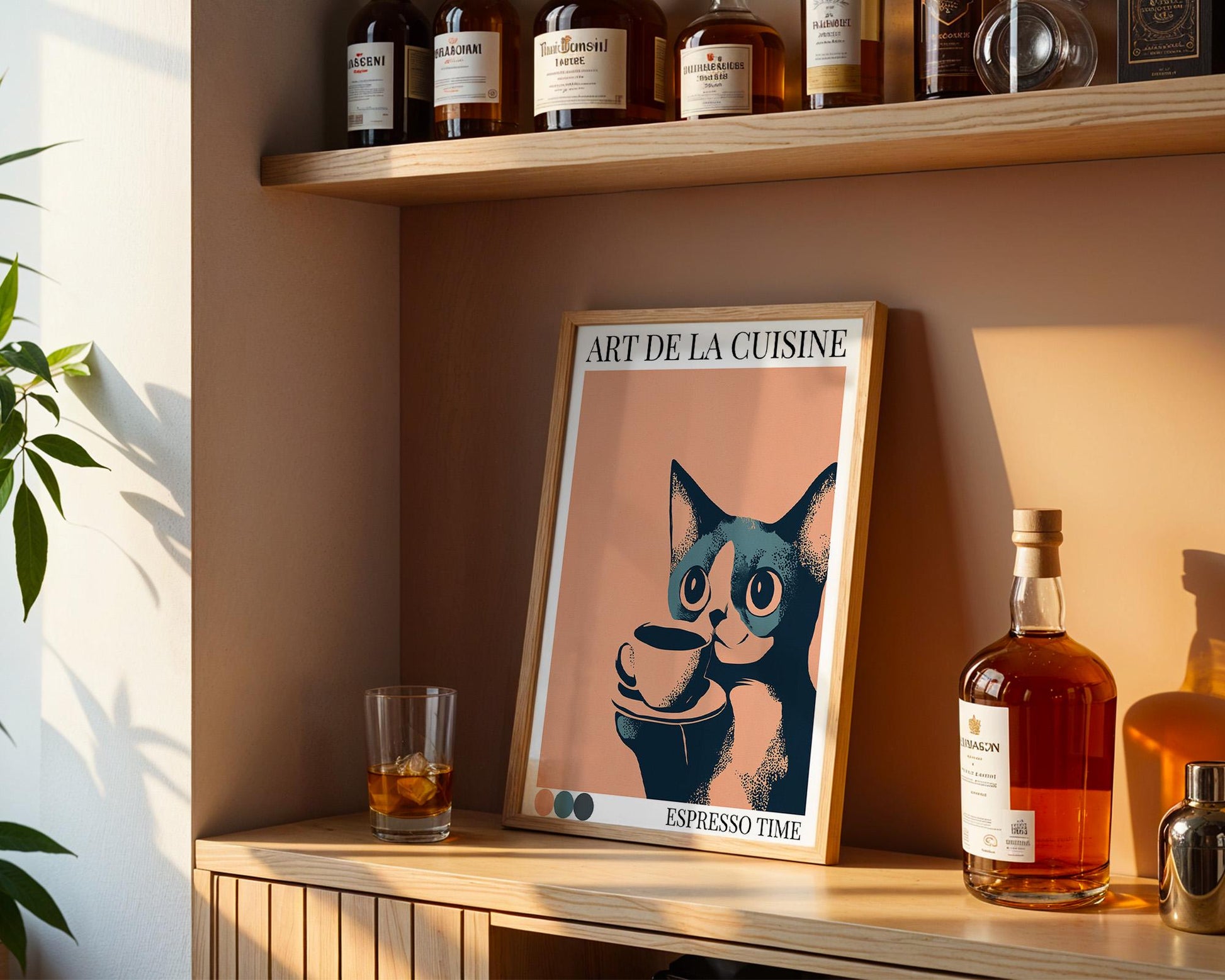 Kitchen Wall Art | Colorful Cat Coffee Poster