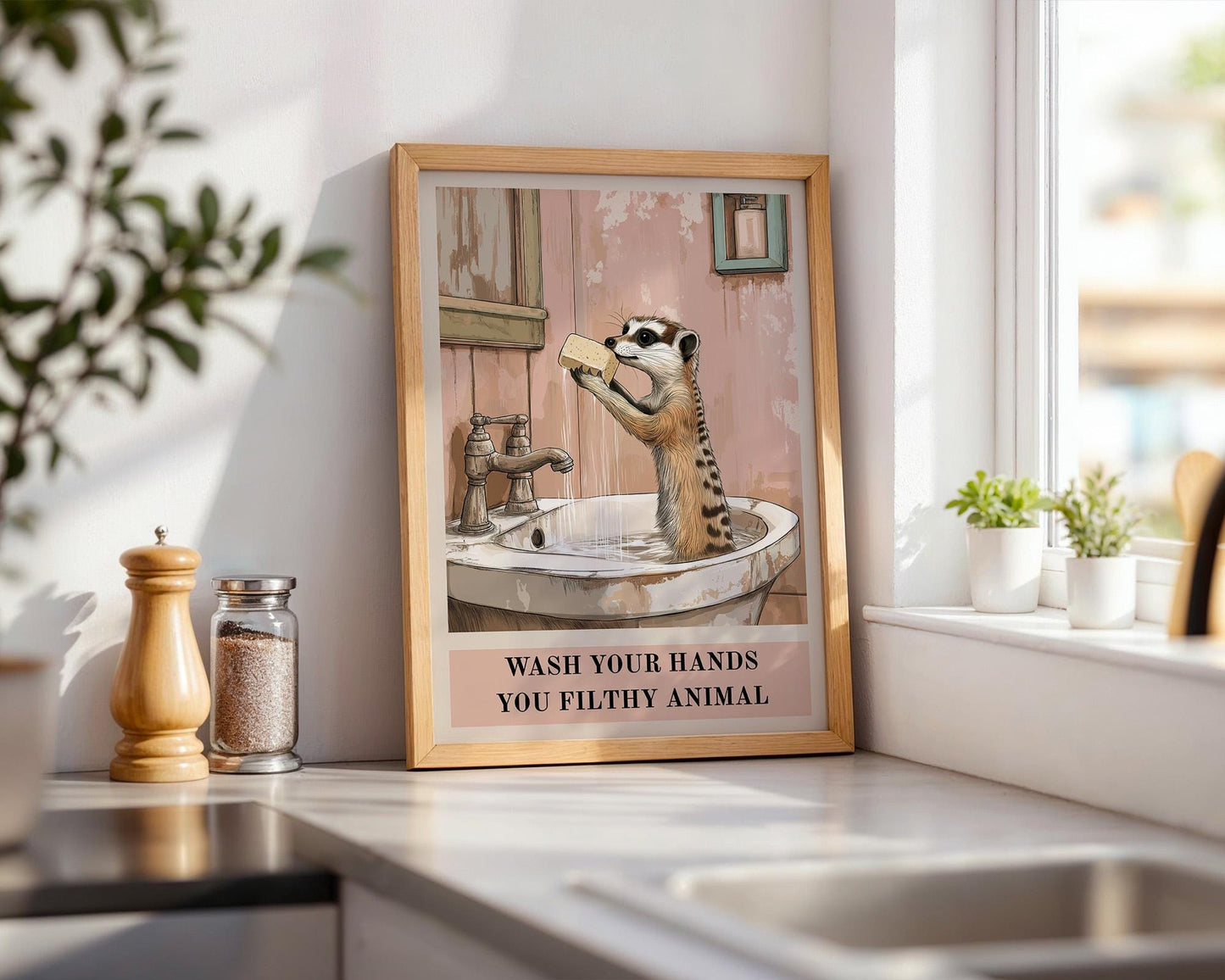 Bathroom Wall Art | Funny Meerkat Poster