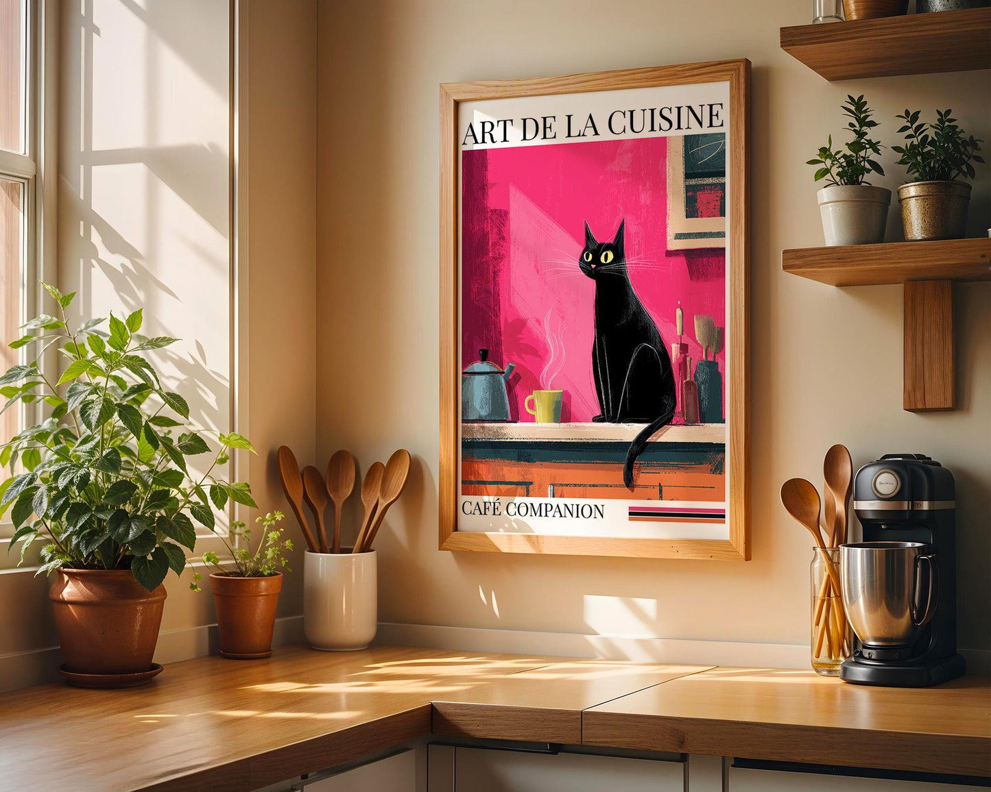 Kitchen Wall Art | Black Cat Dopamine Print