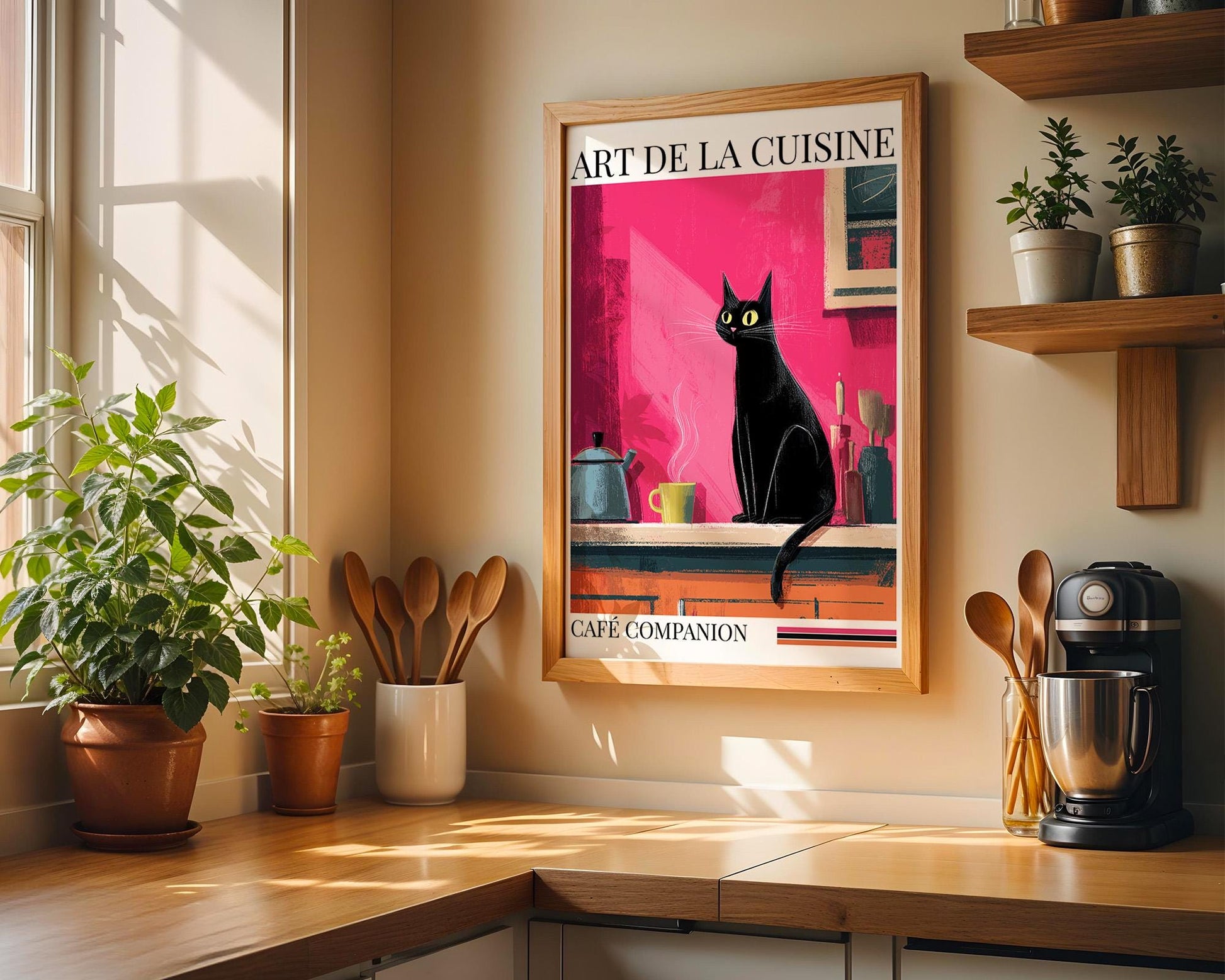 Kitchen Wall Art | Black Cat Dopamine Print