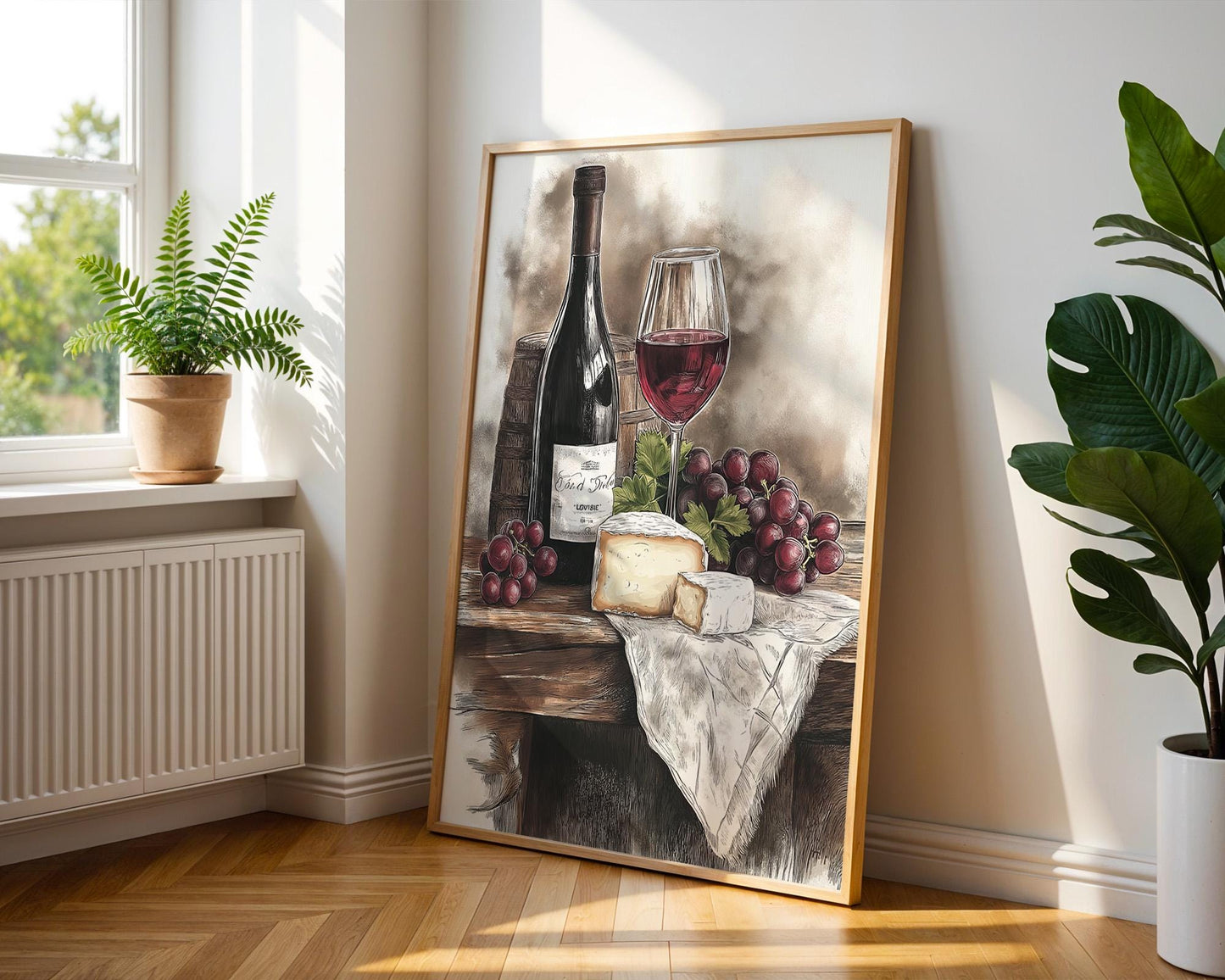 Kitchen Wall Art | Wine and Cheese Art