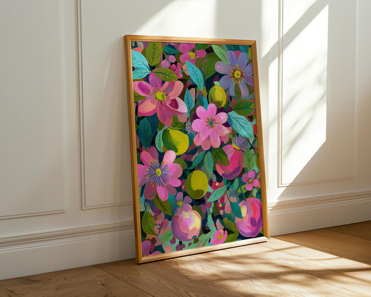Maximalist Abstract Wall Art | Retro Floral Print
