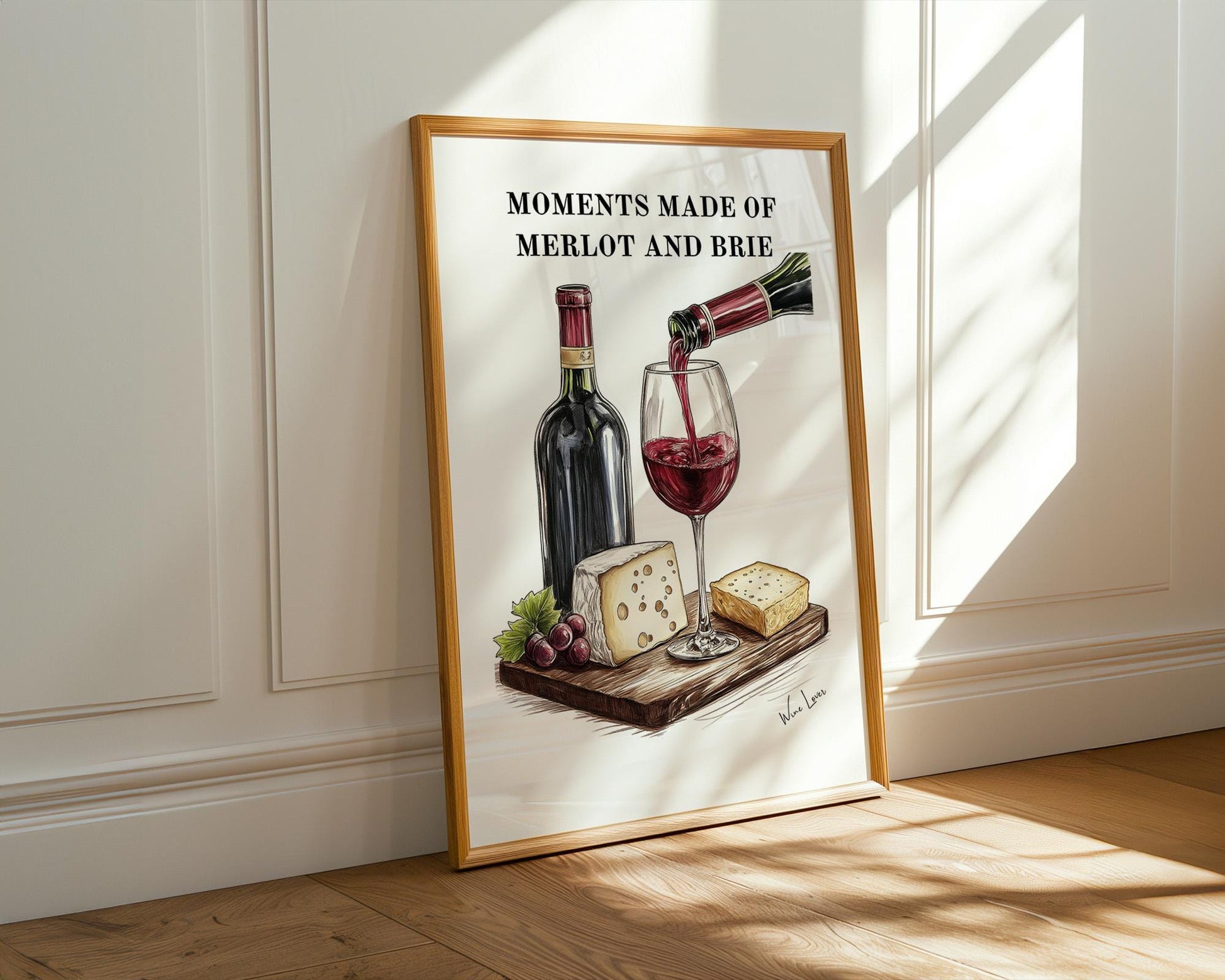 Kitchen Wall Art | Merlot and Brie Art