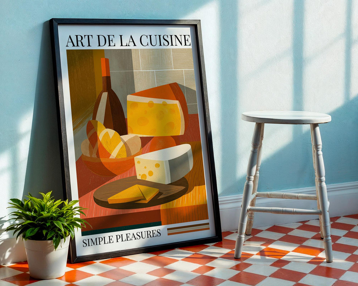 Kitchen Wall Art | Cheese and Wine Art Poster