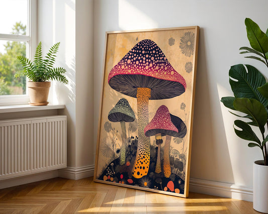 Japanese Wall Art | Mushroom Wall Decor