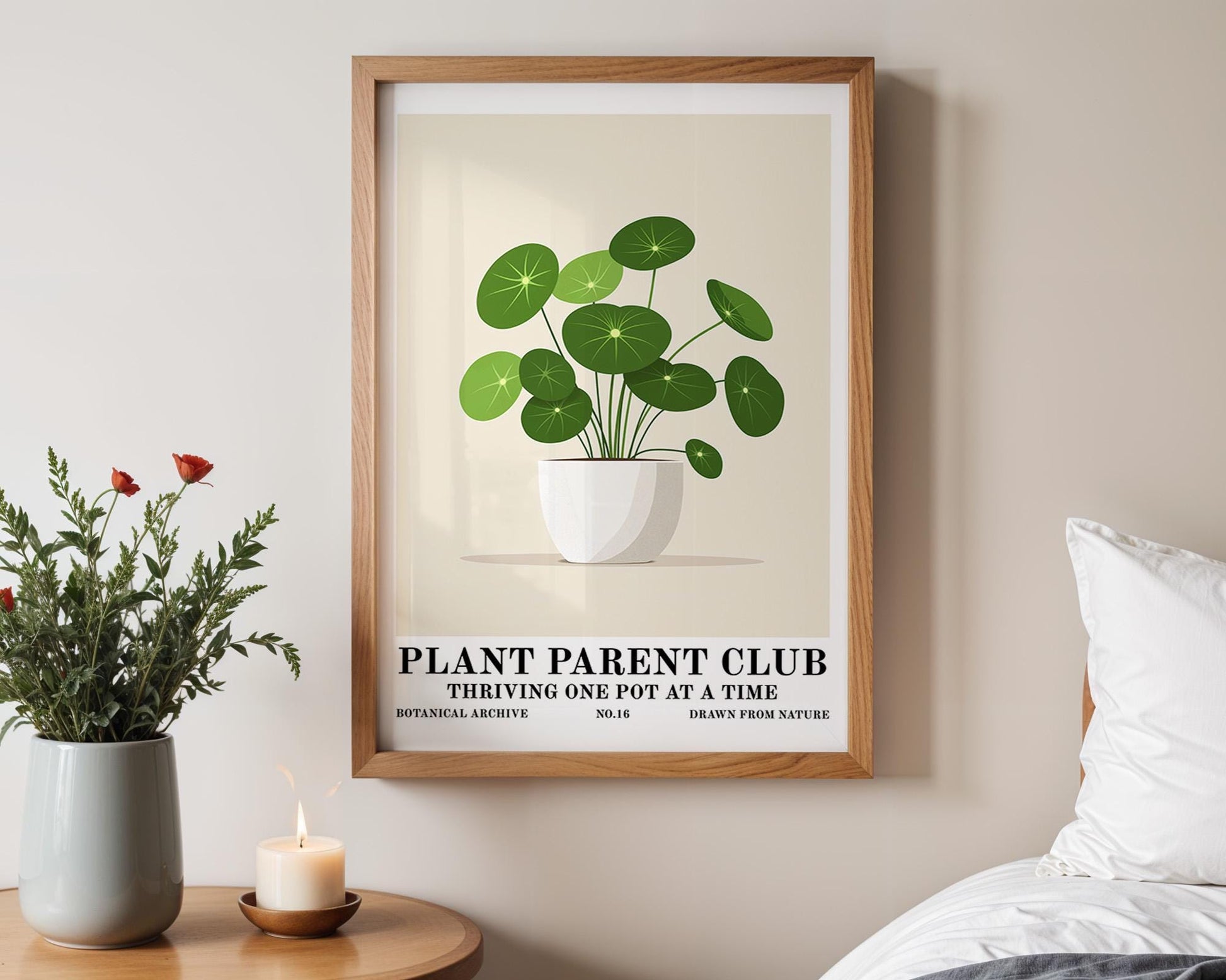 Flower Wall Decor | Pilea Peperomioides Plant Print