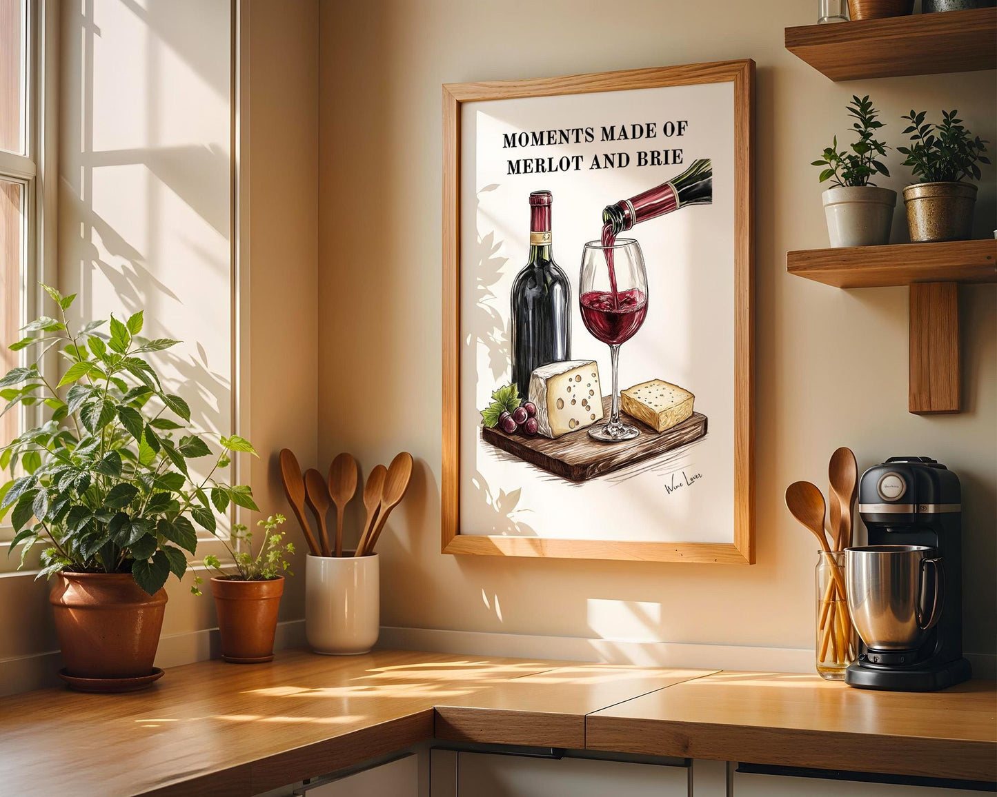 Kitchen Wall Art | Merlot and Brie Art