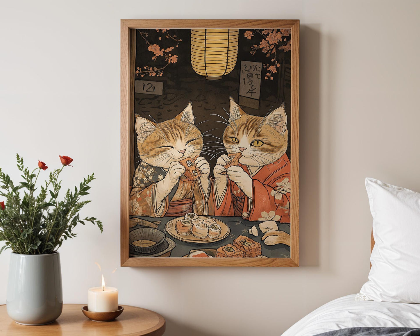 Japanese Wall Art | Japanese Cat Sushi Art