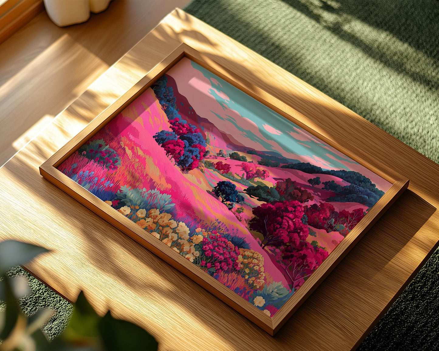 Dopamine Decor | Pink Floral Abstract Boho Botanical Print
