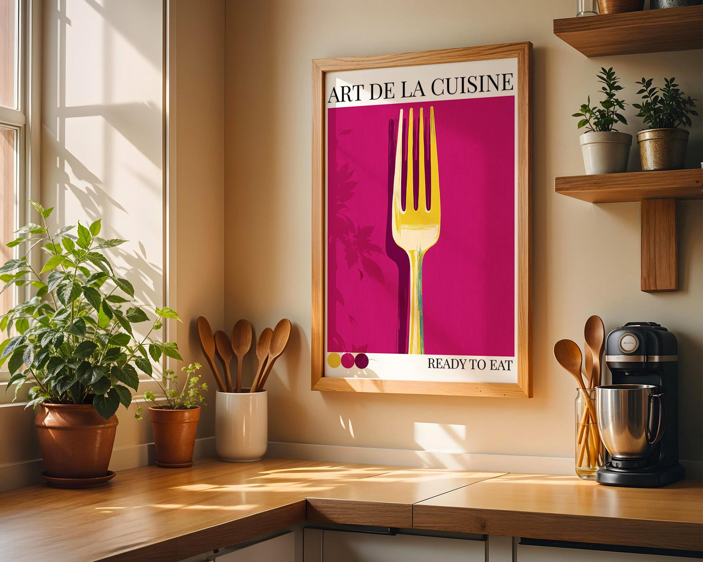 Kitchen Wall Art | Big Pink Fork Art Print