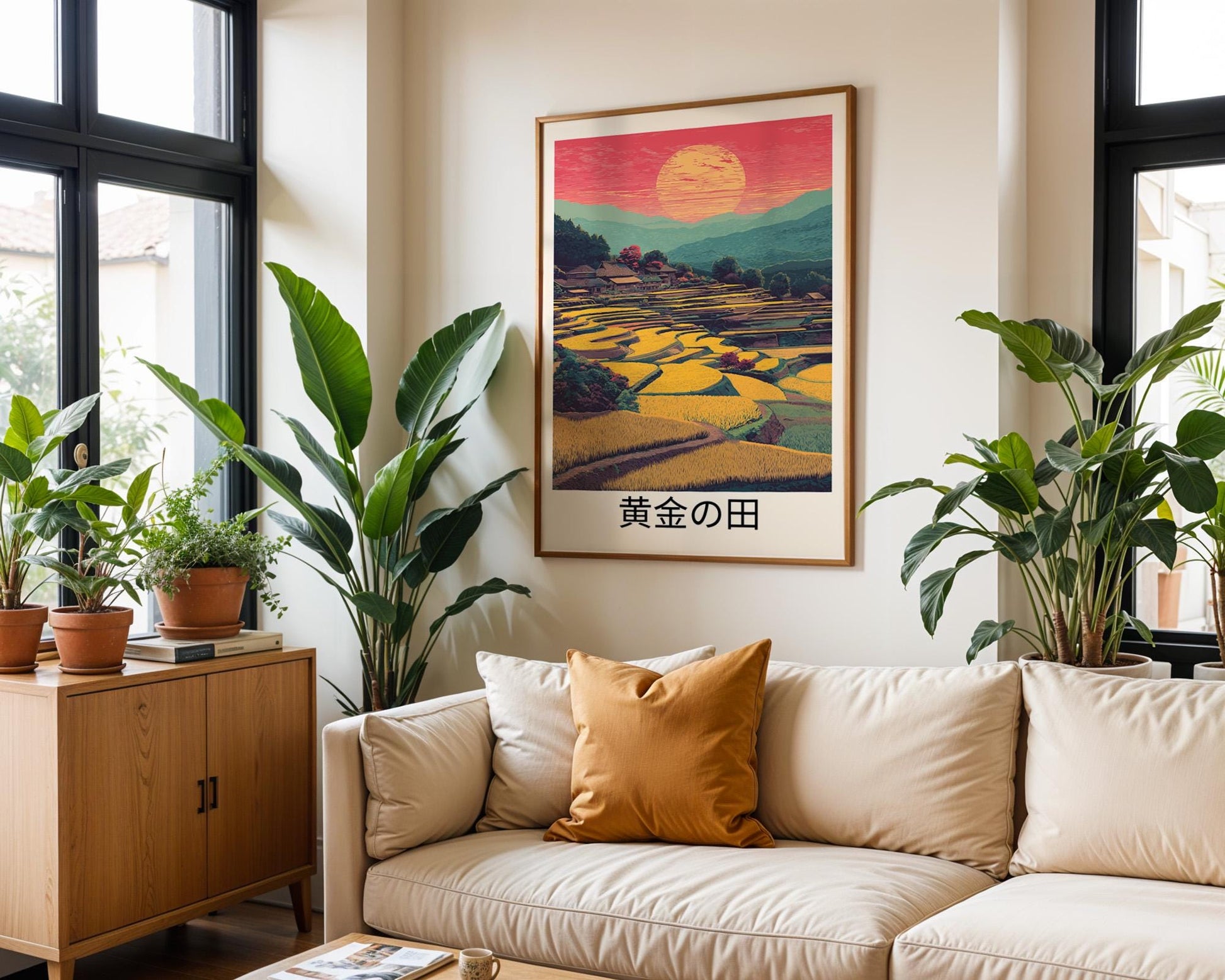Japanese Wall Art | Sun Over The Rice Field