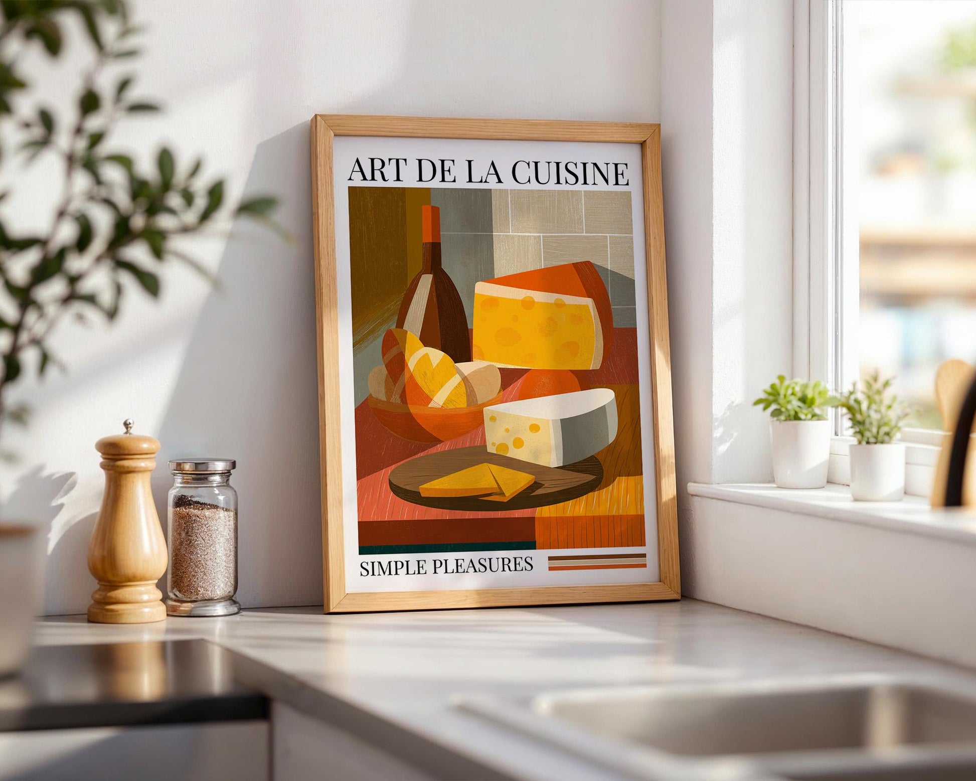 Kitchen Wall Art | Cheese and Wine Art Poster