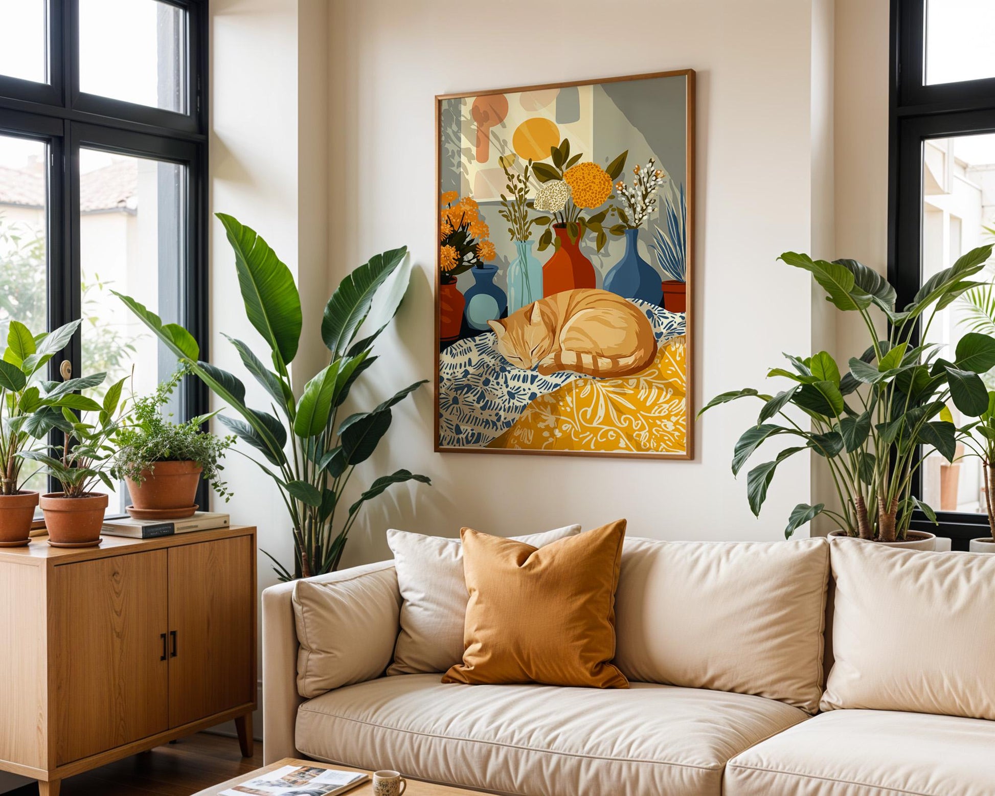 Abstract Retro Wall Art | Maximalist Floral Botanical Animal Poster