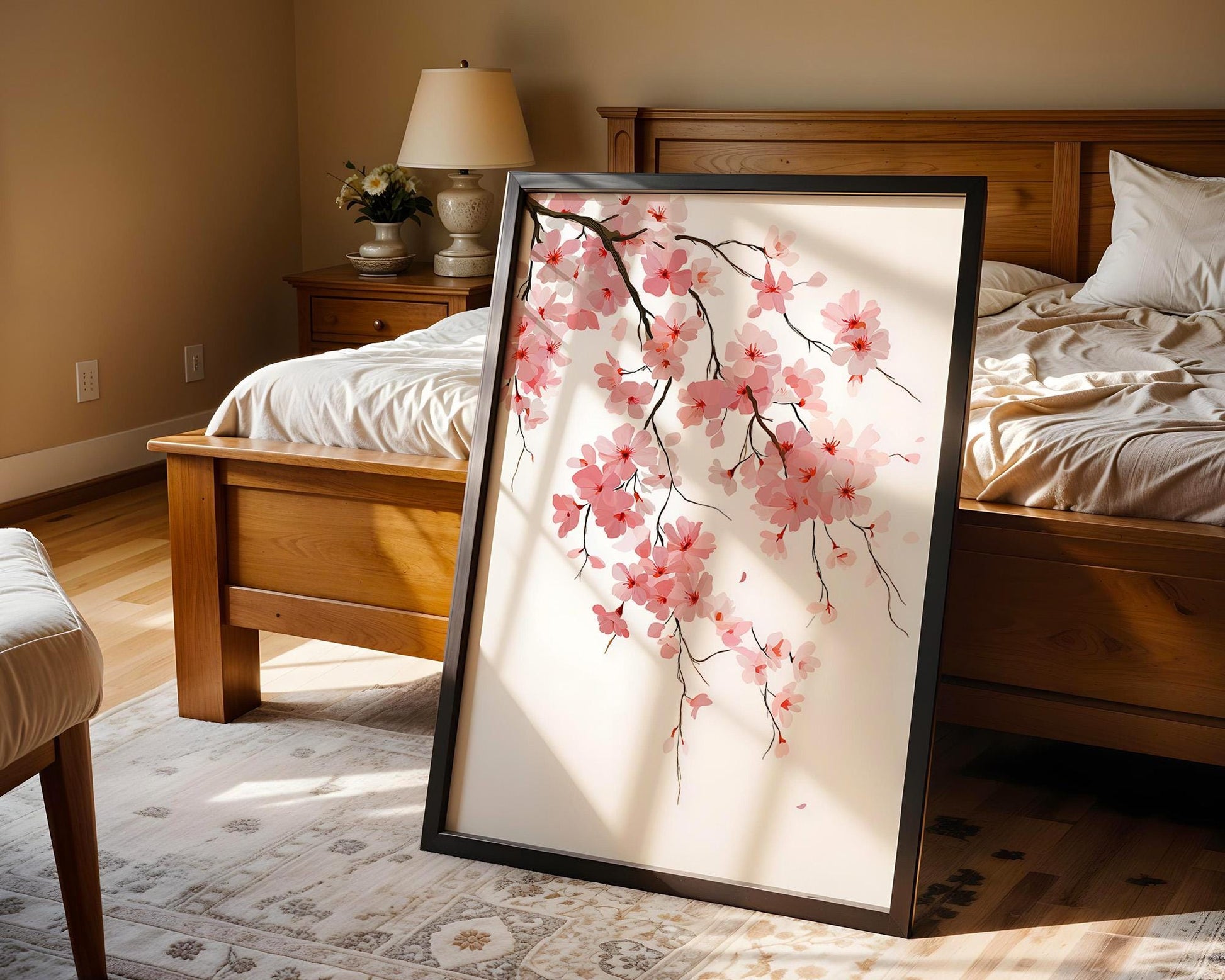 Japanese Wall Art | Retro Floral Sakura Decor