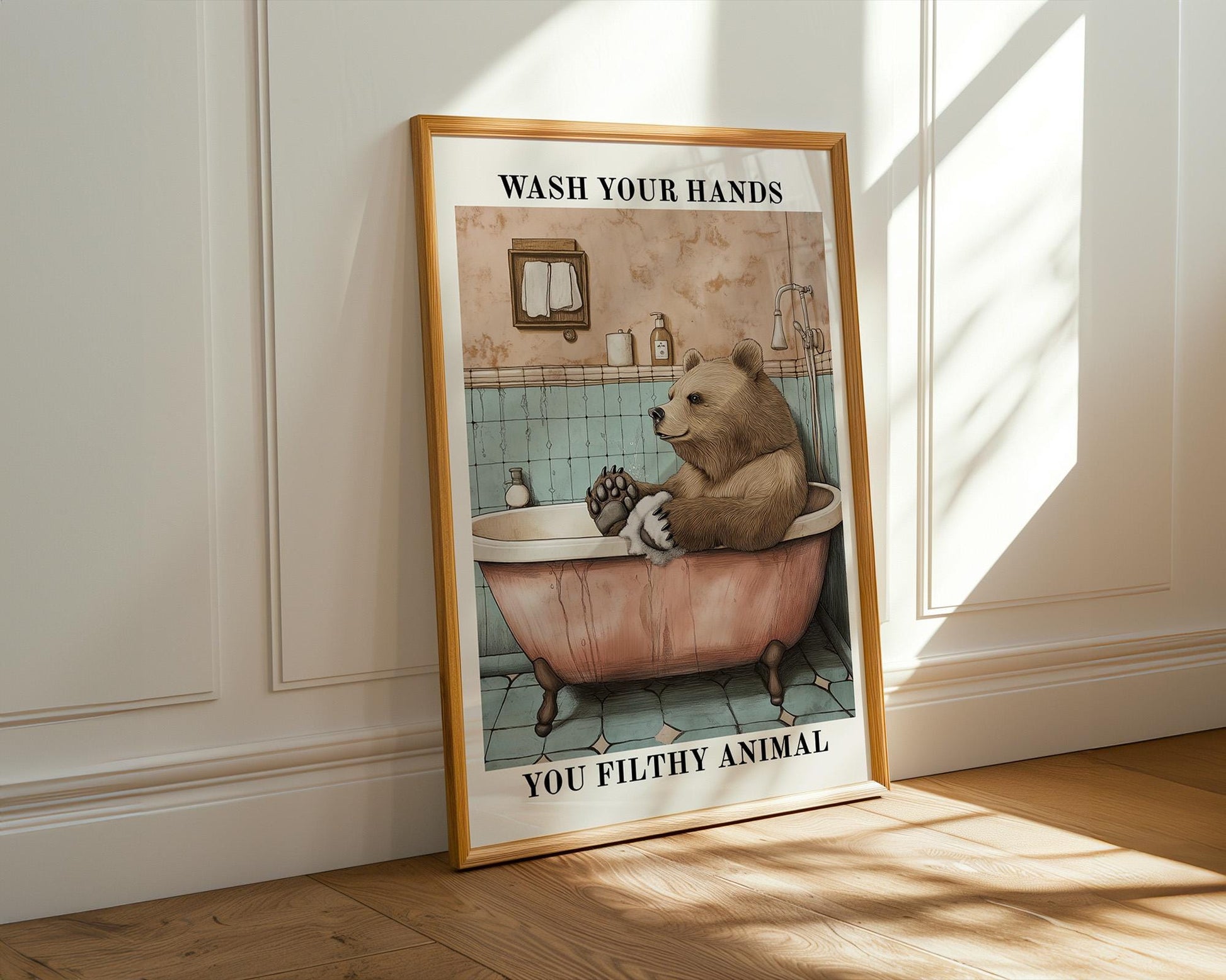 Bathroom Wall Art | Funny Bear Bathroom Decor