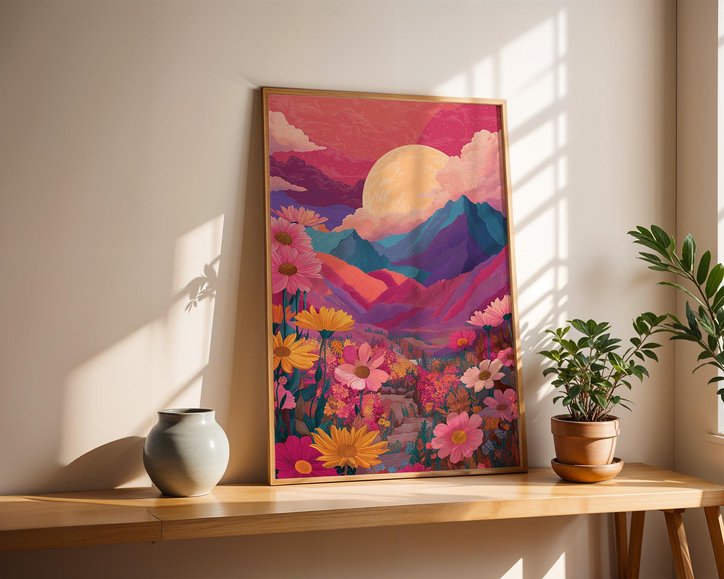 Dopamine Decor | Abstract Boho Sunset Mountain Decor