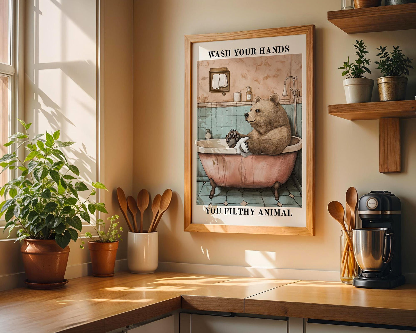Bathroom Wall Art | Funny Bear Bathroom Decor
