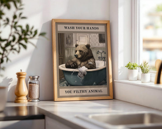 Bathroom Wall Art | Funny Bear Bathroom Decor