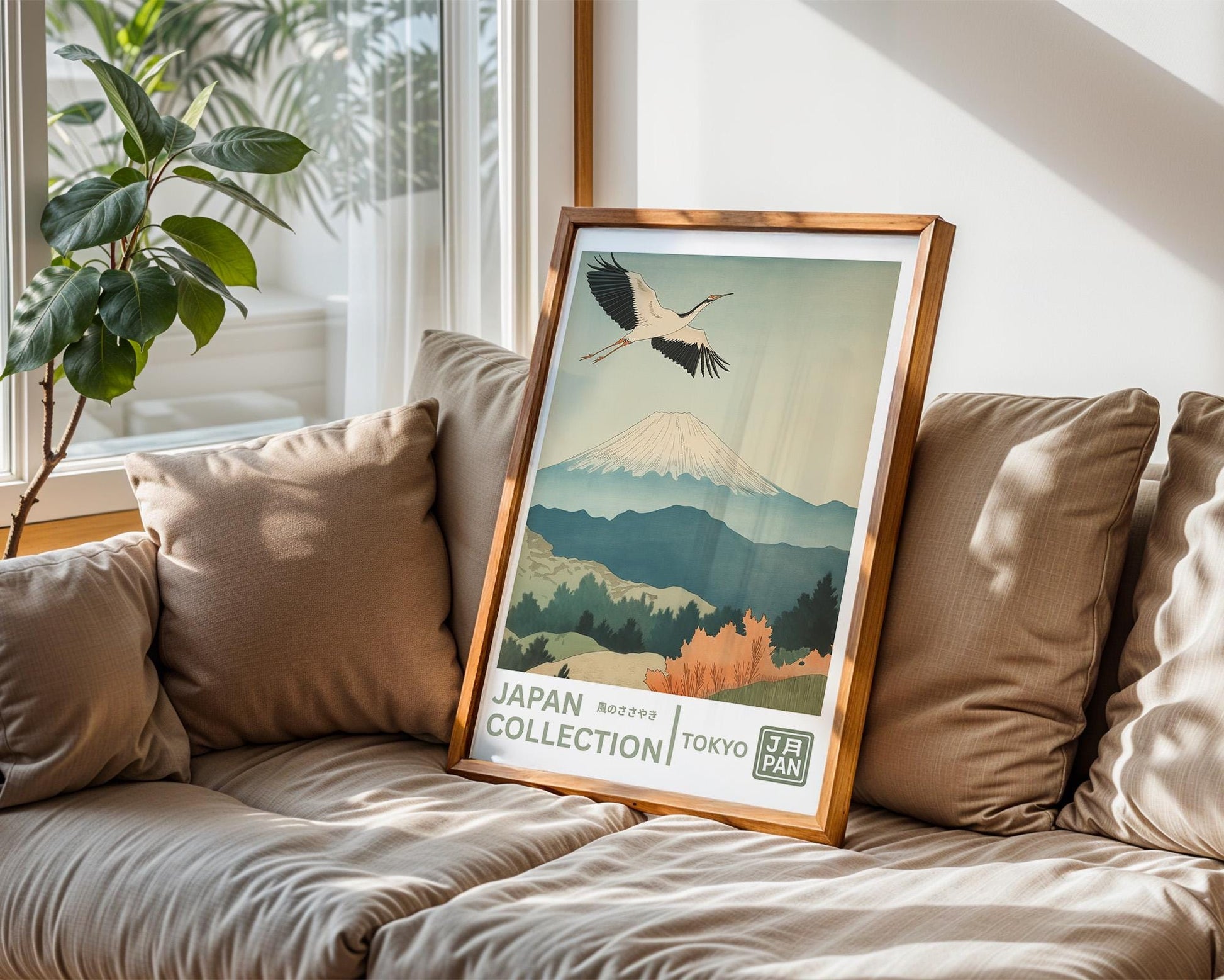 Japanese Wall Art Print | Mount Fuji Art & Japanese Crane Poster