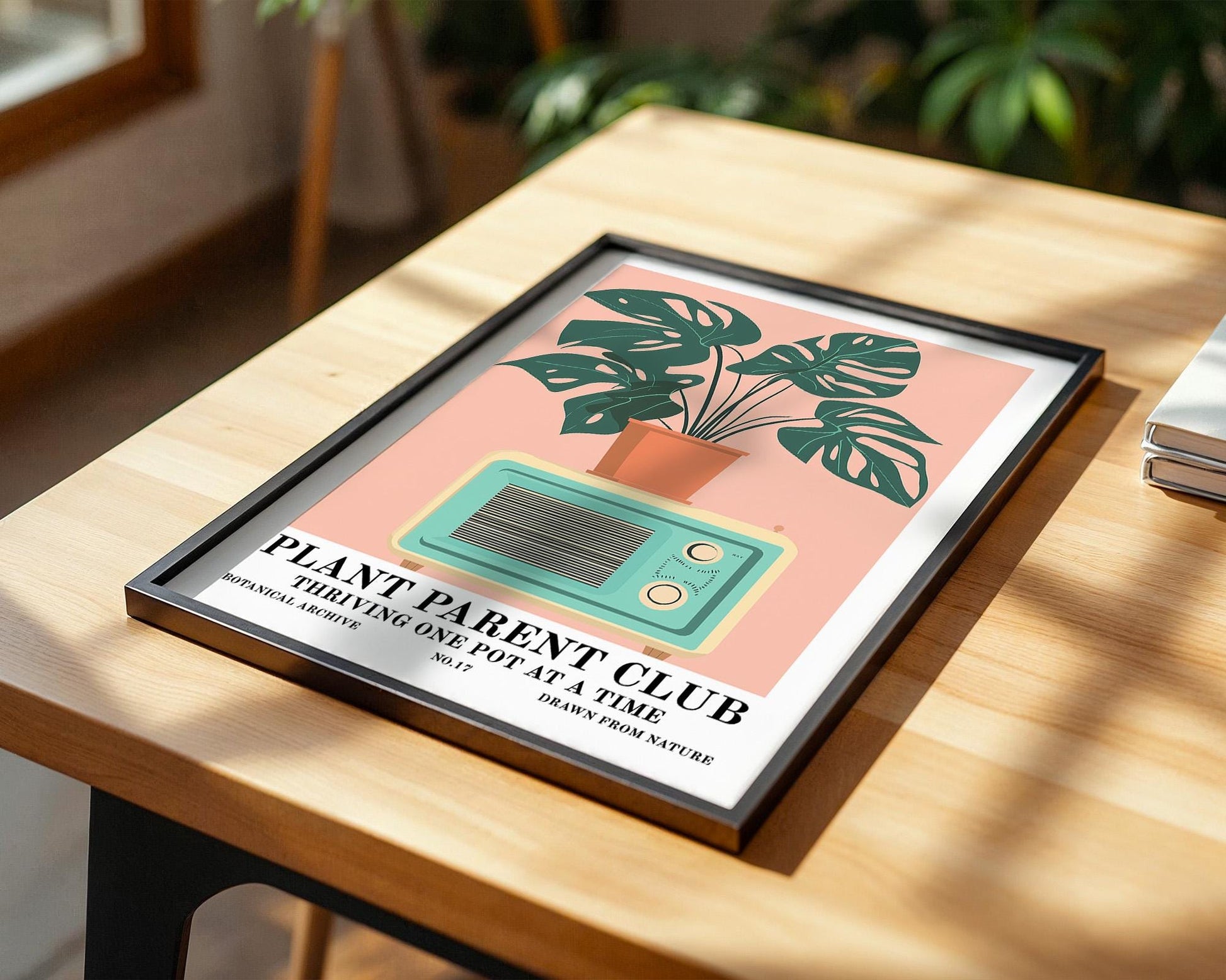 Flower Wall Decor | Retro Radio and Plant Artwork