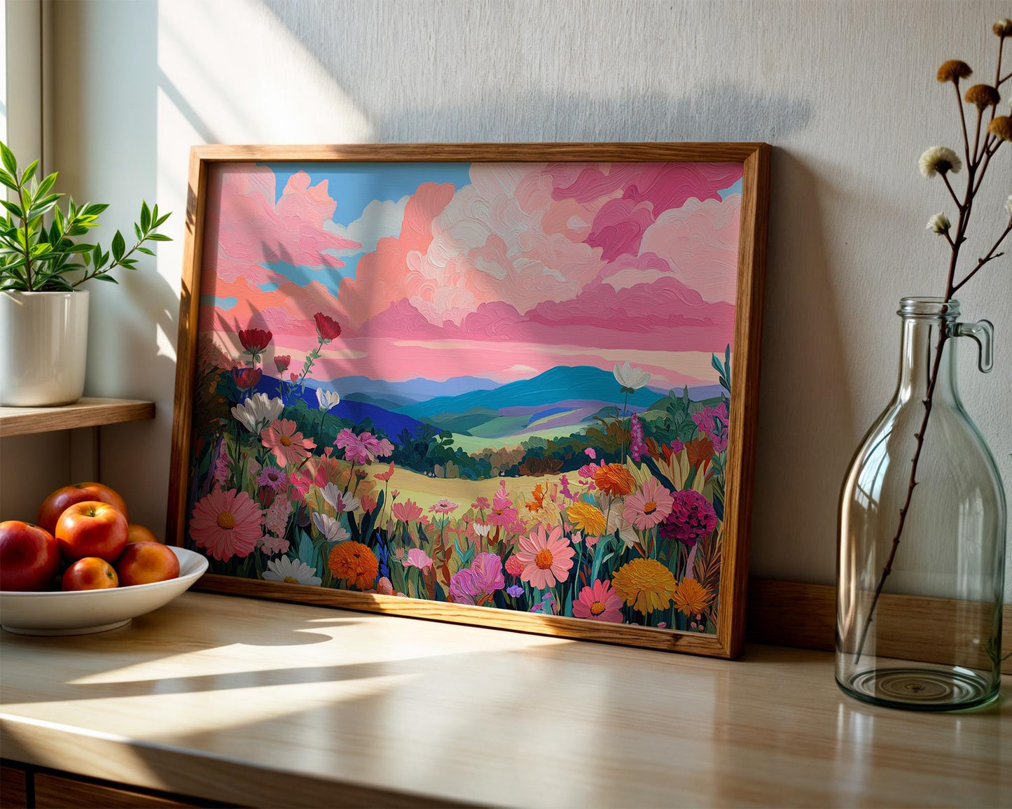 Kitchen Wall Art | Pink Maximalist Floral Print