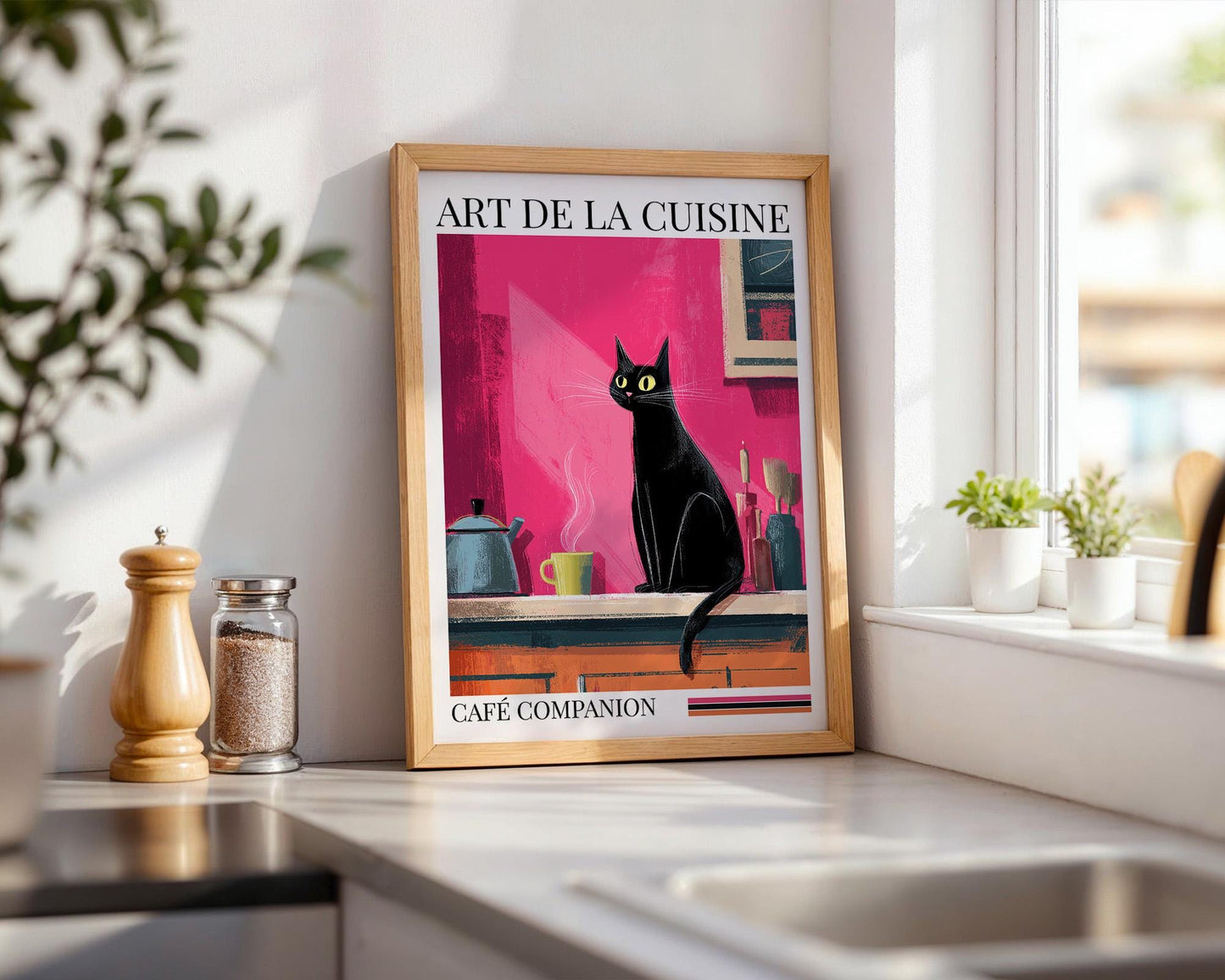 Kitchen Wall Art | Black Cat Dopamine Print