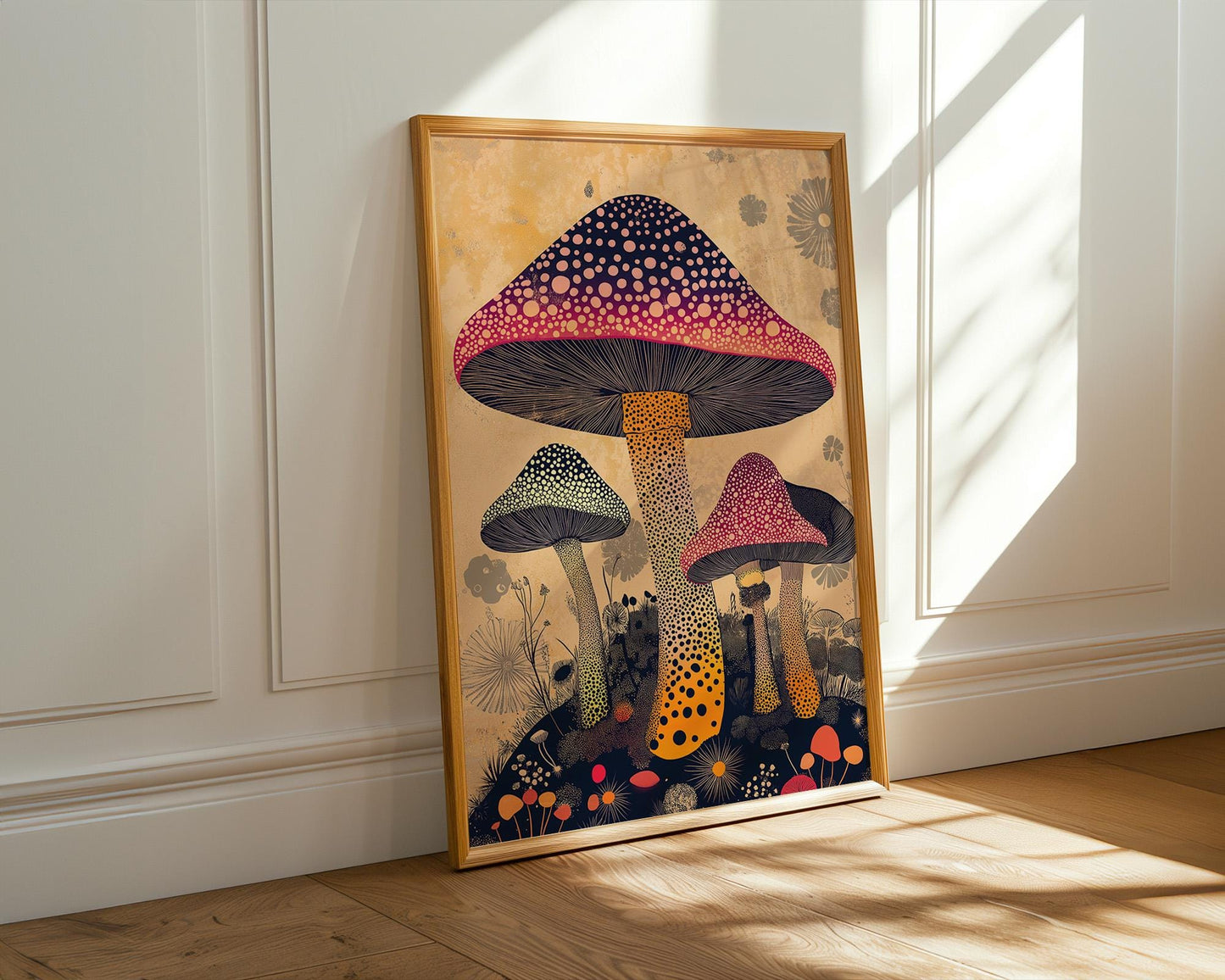 Japanese Wall Art | Mushroom Wall Decor