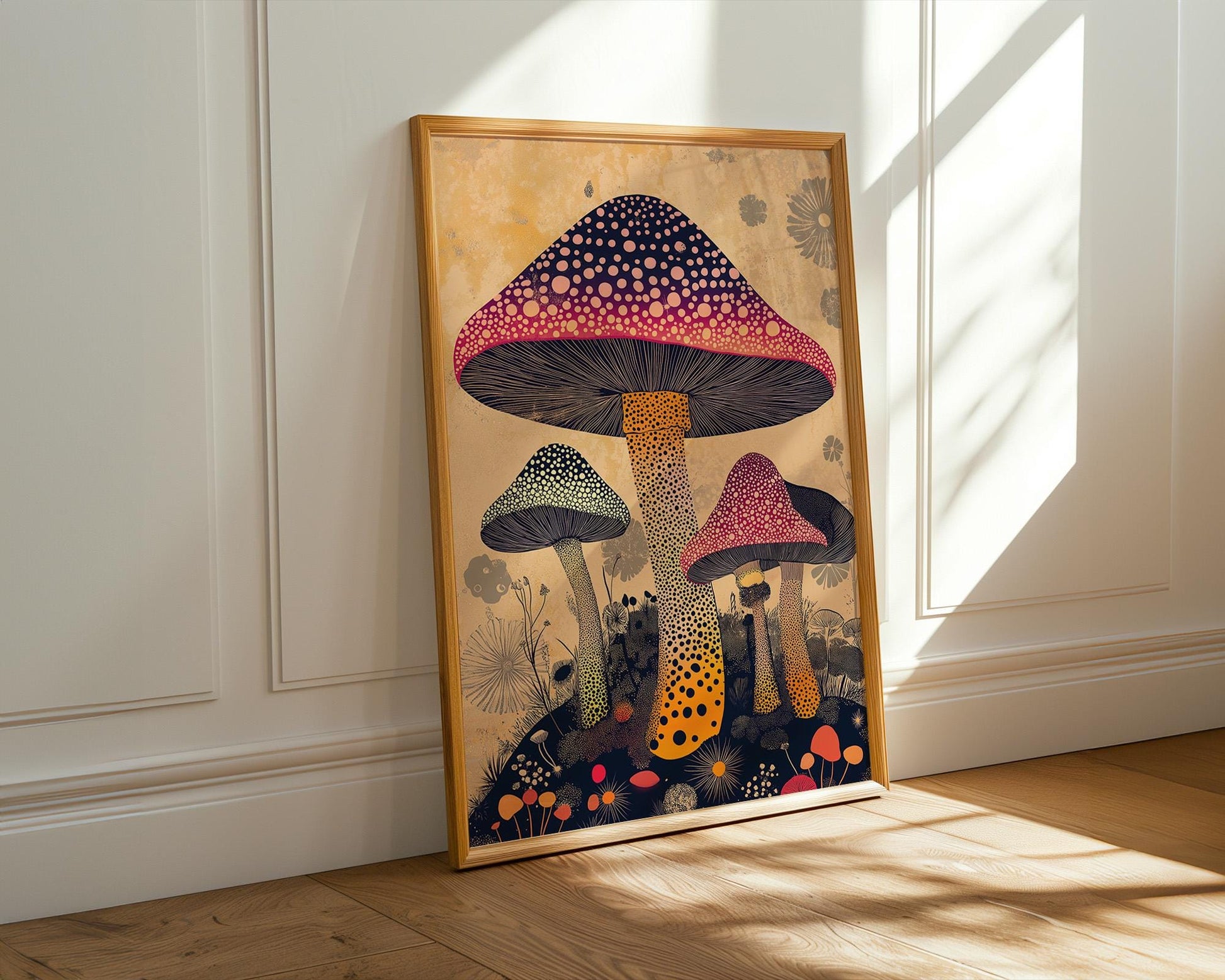 Japanese Wall Art | Mushroom Wall Decor