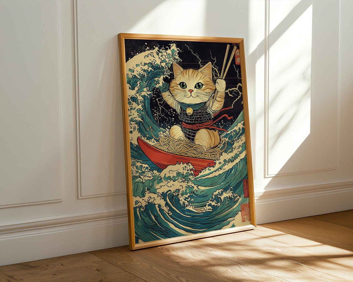 Japanese Wall Art | Samurai Cat Poster