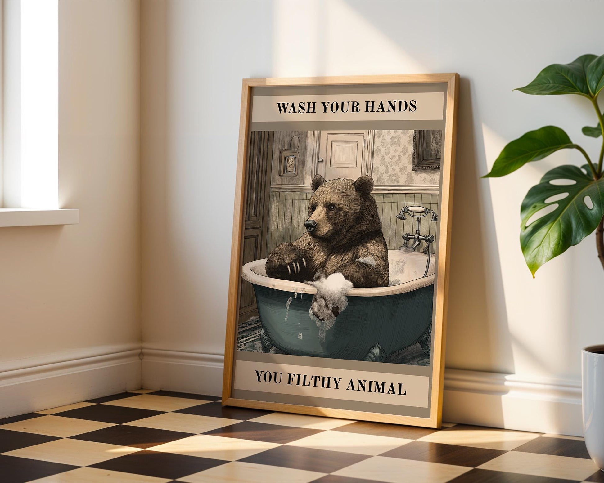 Bathroom Wall Art | Funny Bear Bathroom Decor