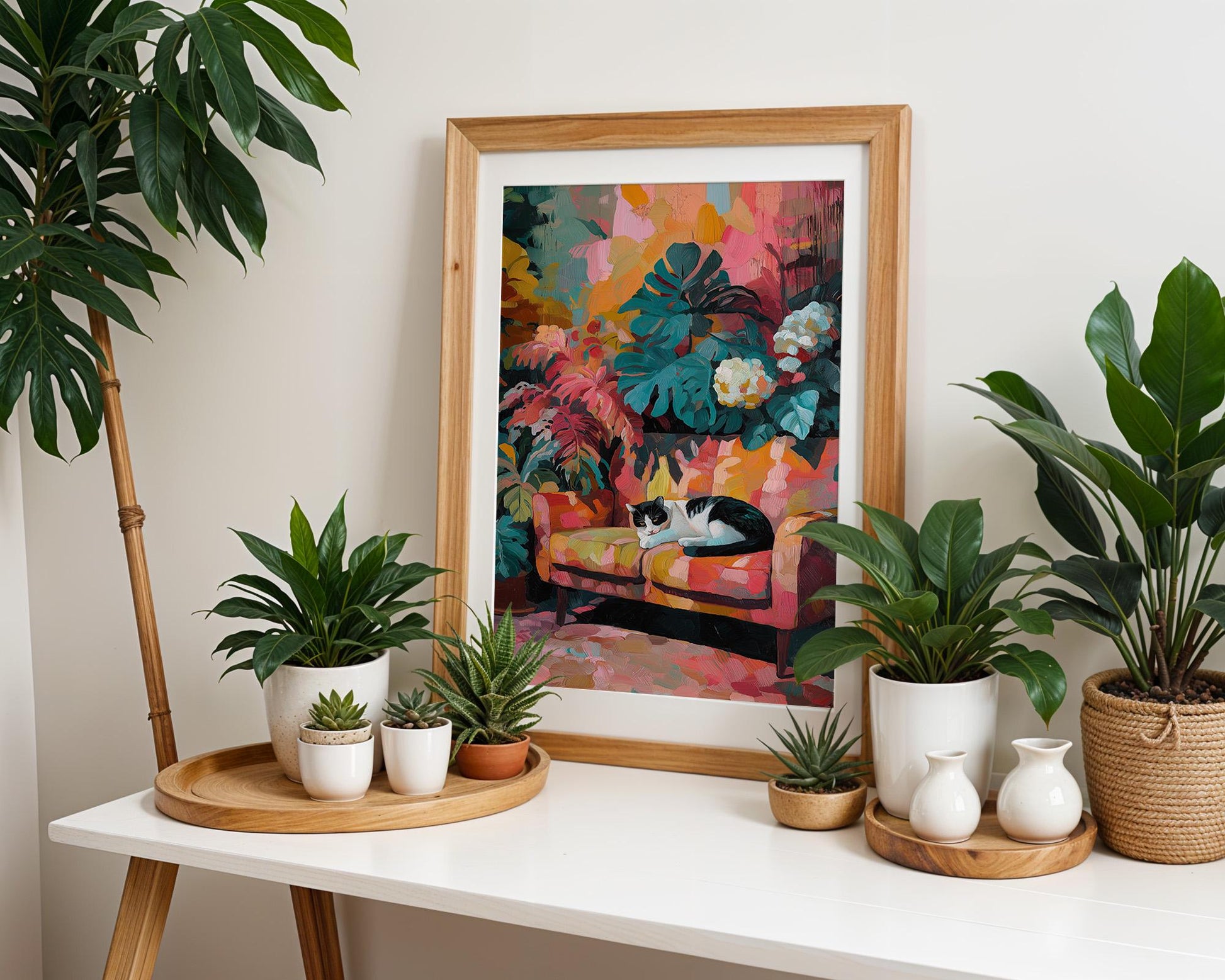 Maximalist 1970s Decor | Abstract Cat Wall Art