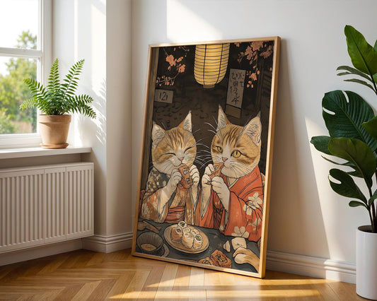Japanese Wall Art | Japanese Cat Sushi Art