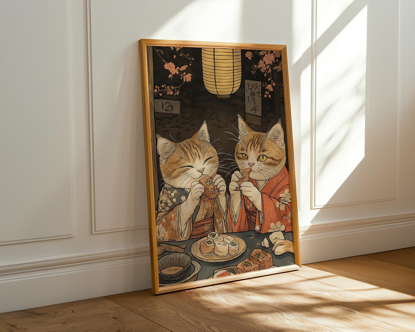 Japanese Wall Art | Japanese Cat Sushi Art