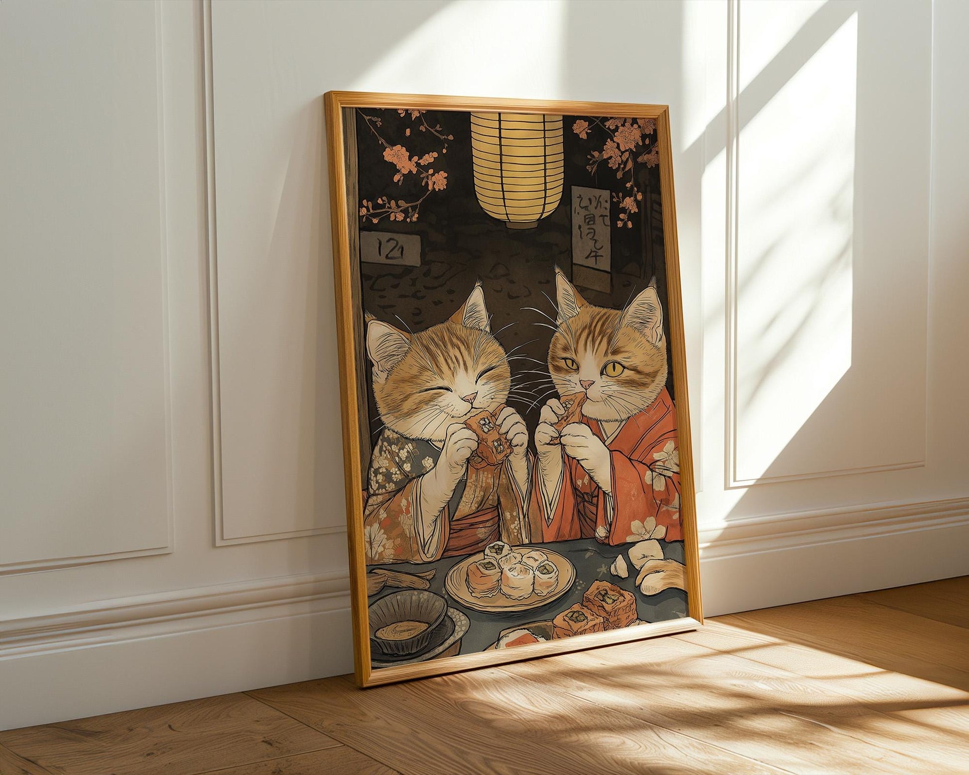 Japanese Wall Art | Japanese Cat Sushi Art