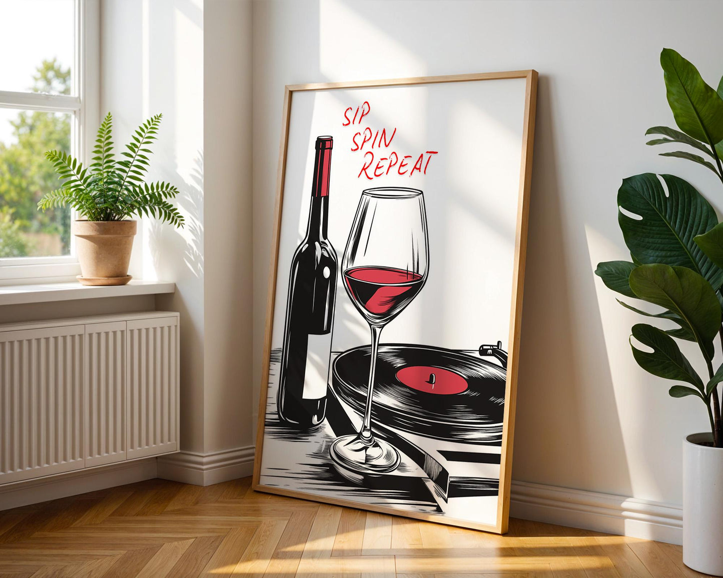 Kitchen Wall Art | Wine and Vinyl Decor Print
