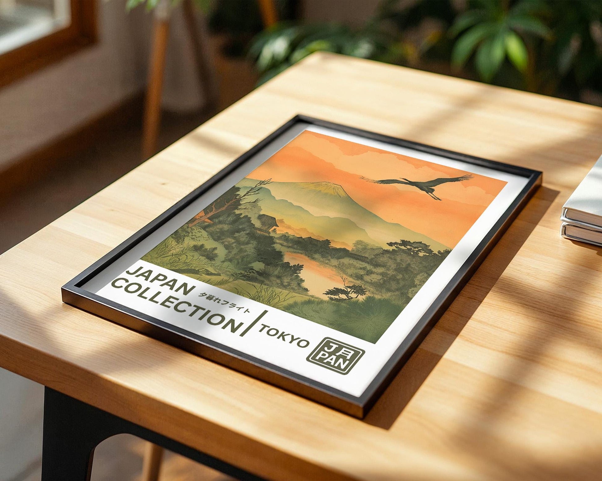 Japanese Wall Art | Ukiyo-e Crane & Mt. Fuji Artwork