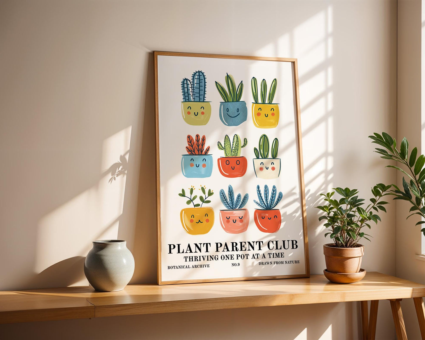 Flower Wall Decor | Smiling Plant Pot Print